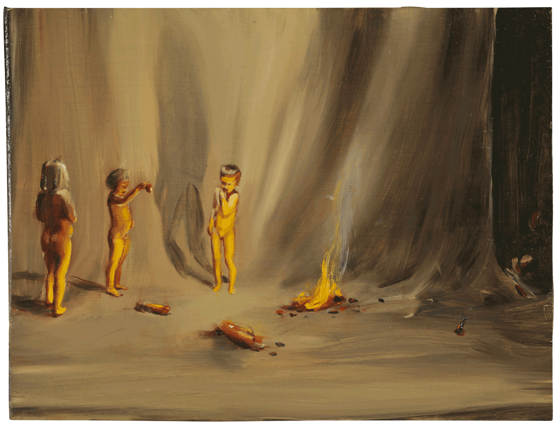 A painting by Michaël Borremans, titled Fire From the Sun, dated 2017.