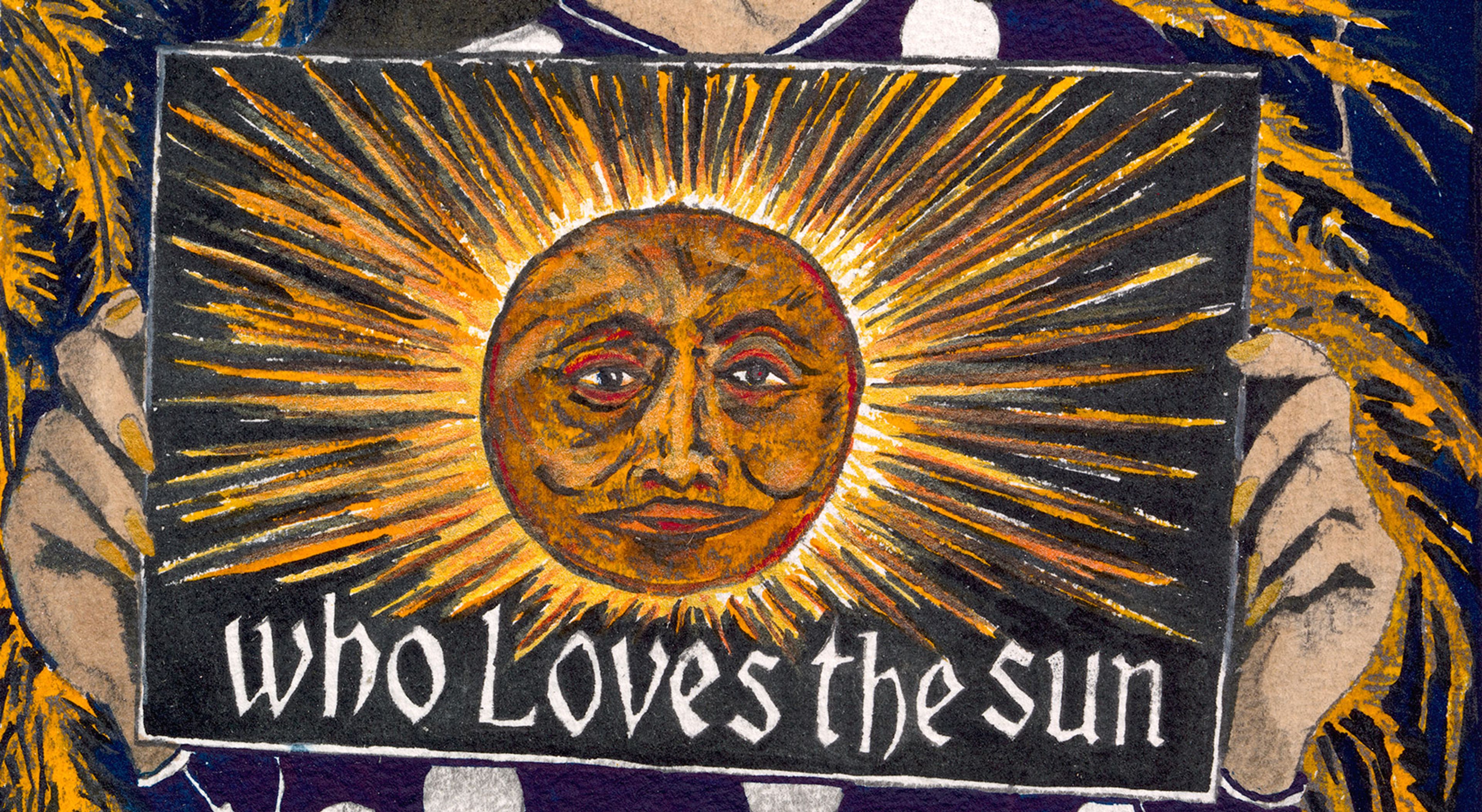 A detail from a work by Marcel Dzama, titled Everyone loves the sun..., dated 2021.