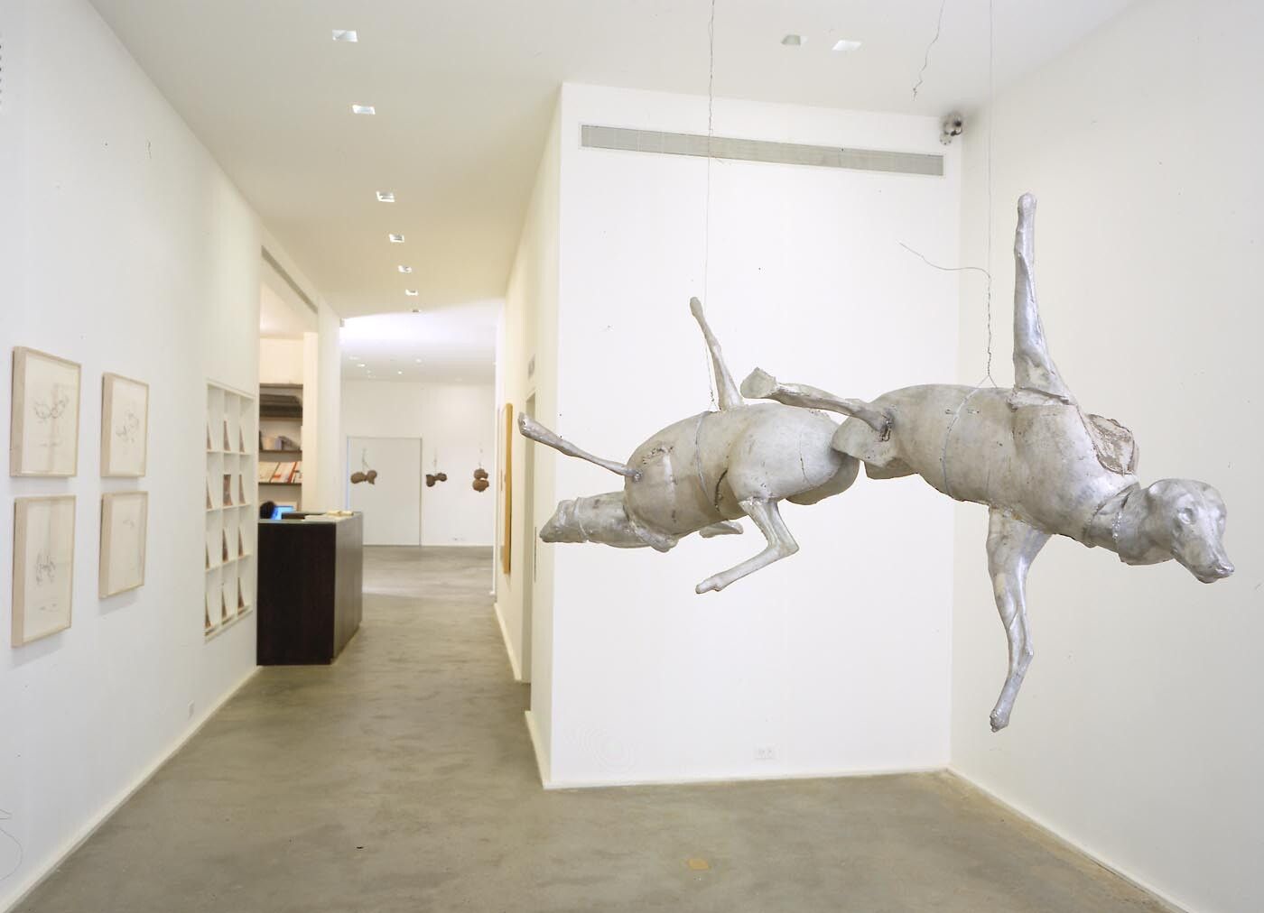 An installation view of the exhibition Bruce Nauman: Selected Works, at David Zwirner New York, dated 2001.