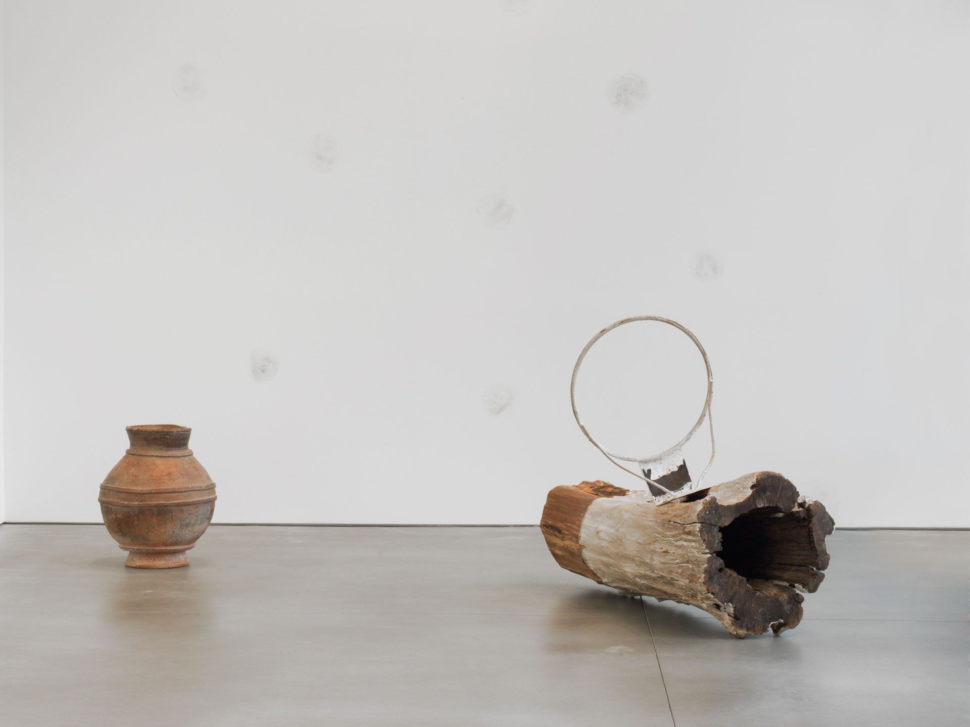 A sculpture by David Hammons, titled Basketball Installation, dated 1995. 