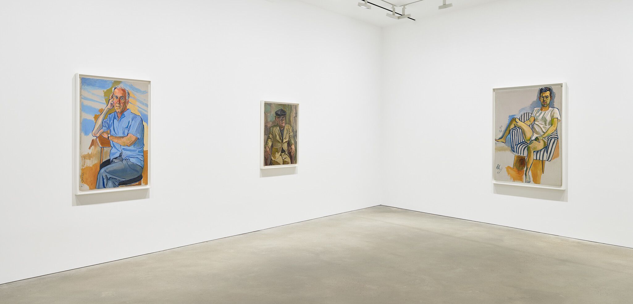 An installation view of an exhibition titled, Alice Neel: Men from the Sixties, at David Zwirner, Hong Kong, in 2022.
