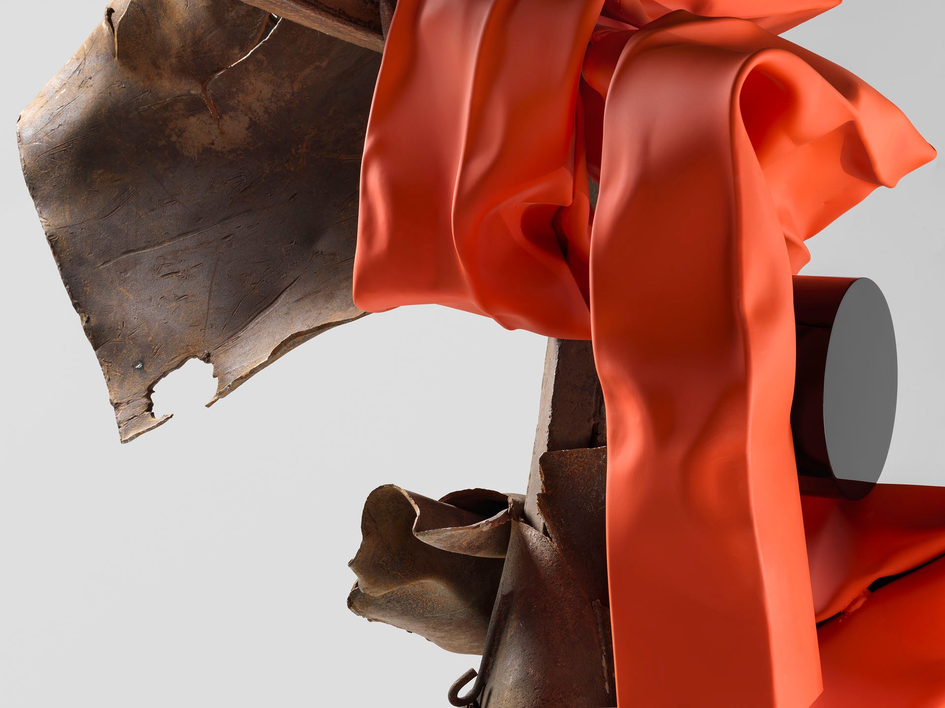 A detail from a sculpture by Carol Bove, titled Nike I, dated 2018.