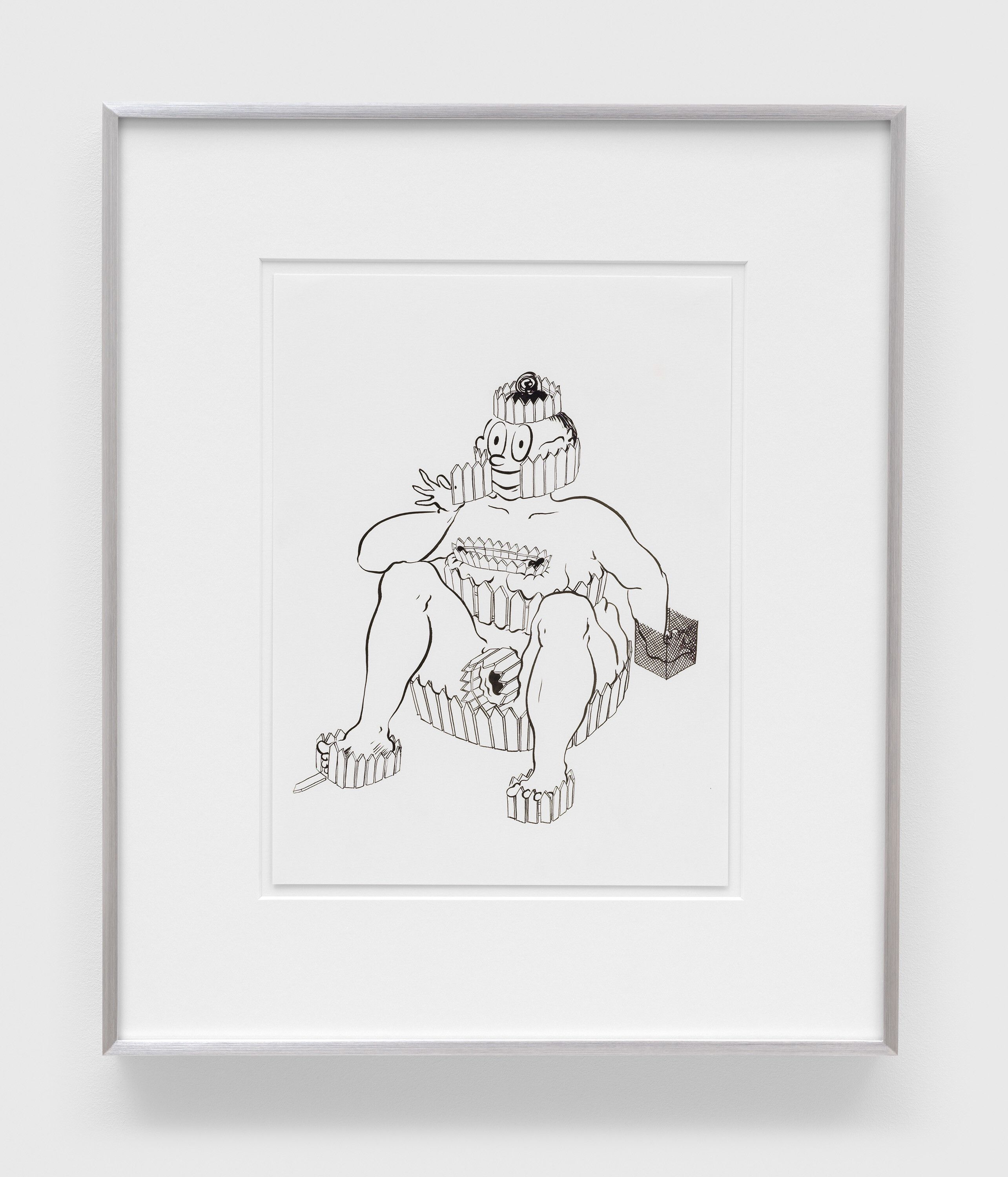 A drawing by Ebecho Muslimova, titled Fatebe Fenced, dated 2021.