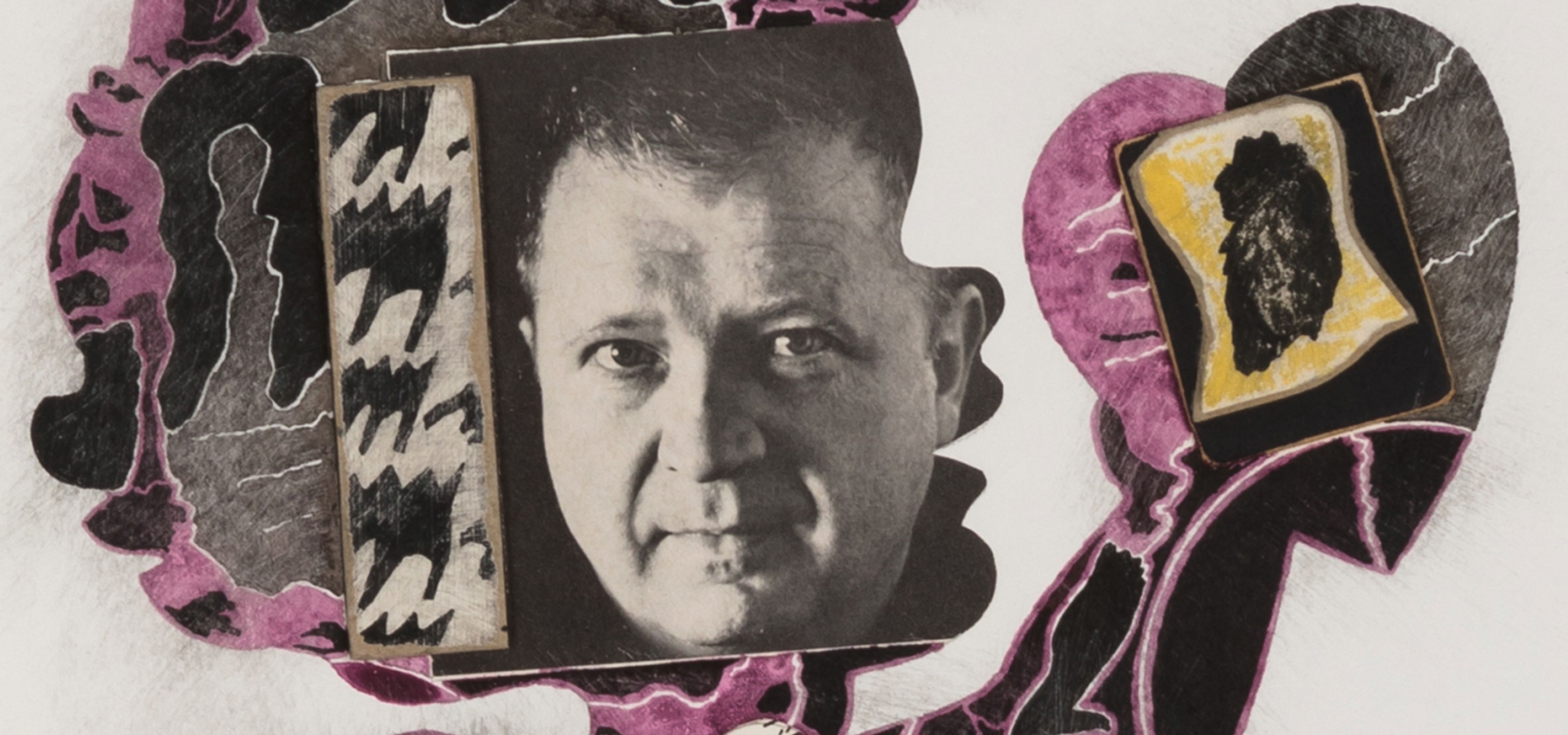 A detail from a collage by Ray Johnson, called Untitled (Cupid with Ad Reinhardt), dated 1974.