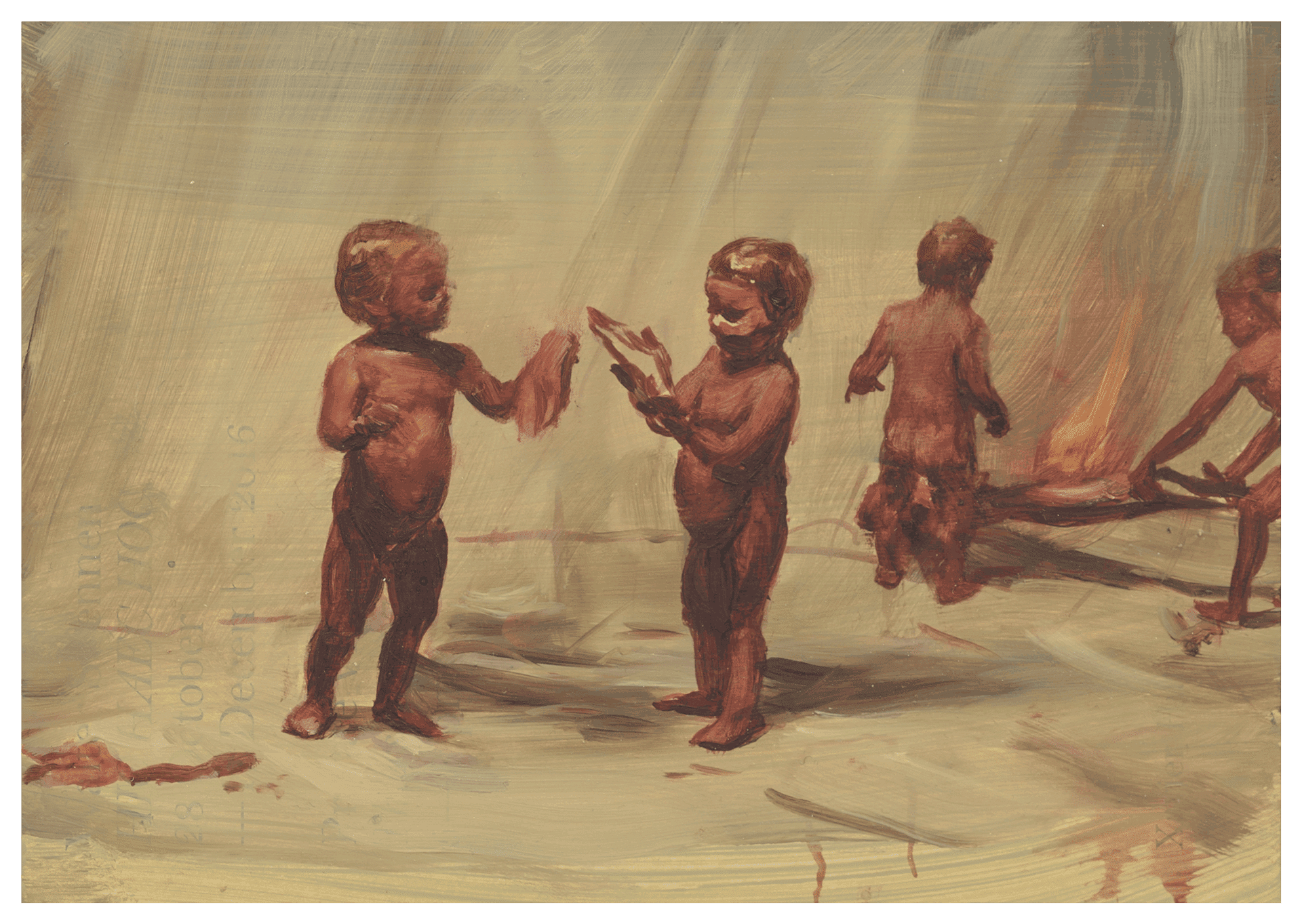 A painting by Michaël Borremans, titled Fire From the Sun, dated 2017.