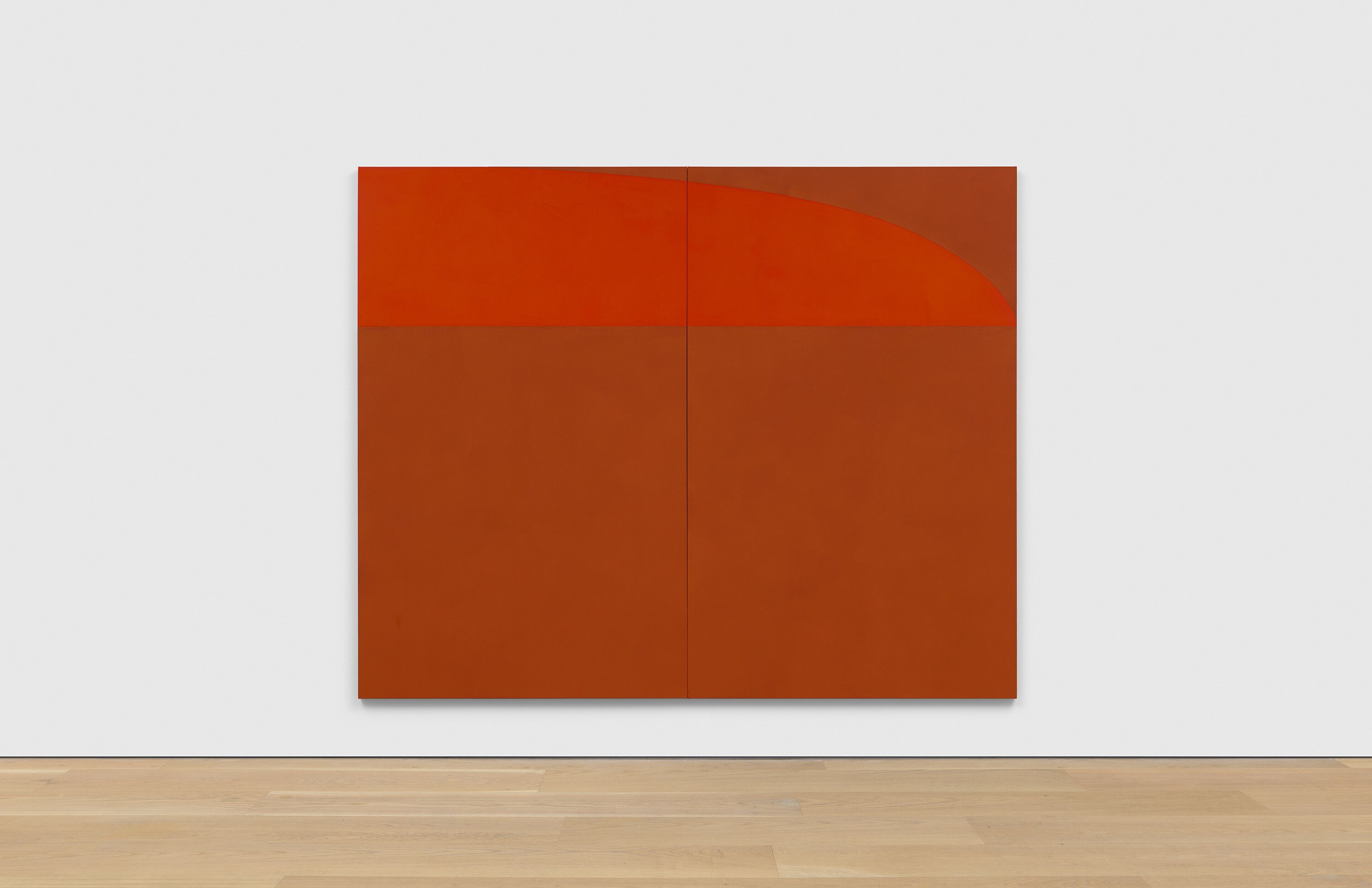 A painting by Suzan Frecon, titled vermilion mummy, dated 2020.