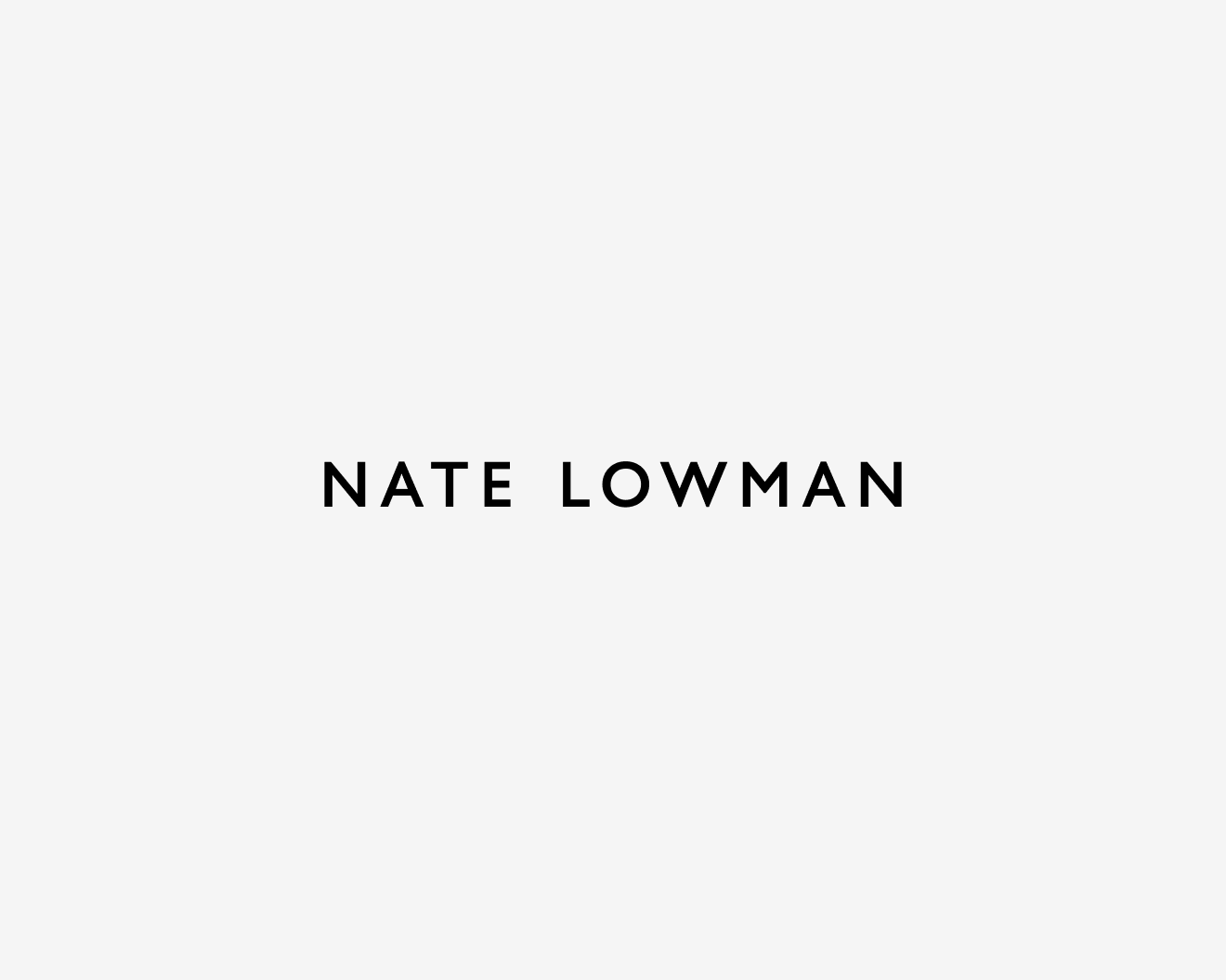 A graphic namecard for Nate Lowman, dated 2020