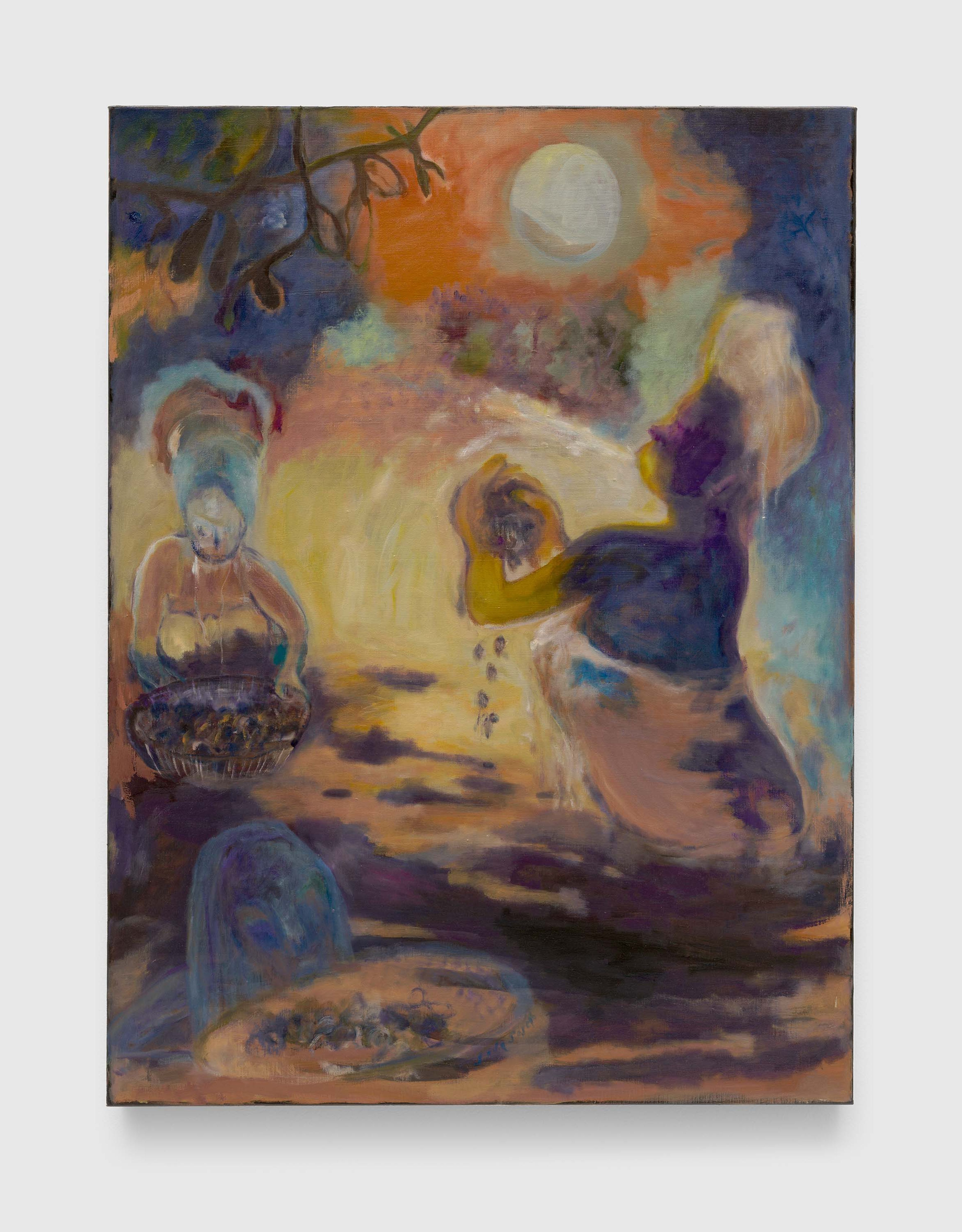 A painting by Sosa Joseph, titled Clam diving by night, dated 2025.