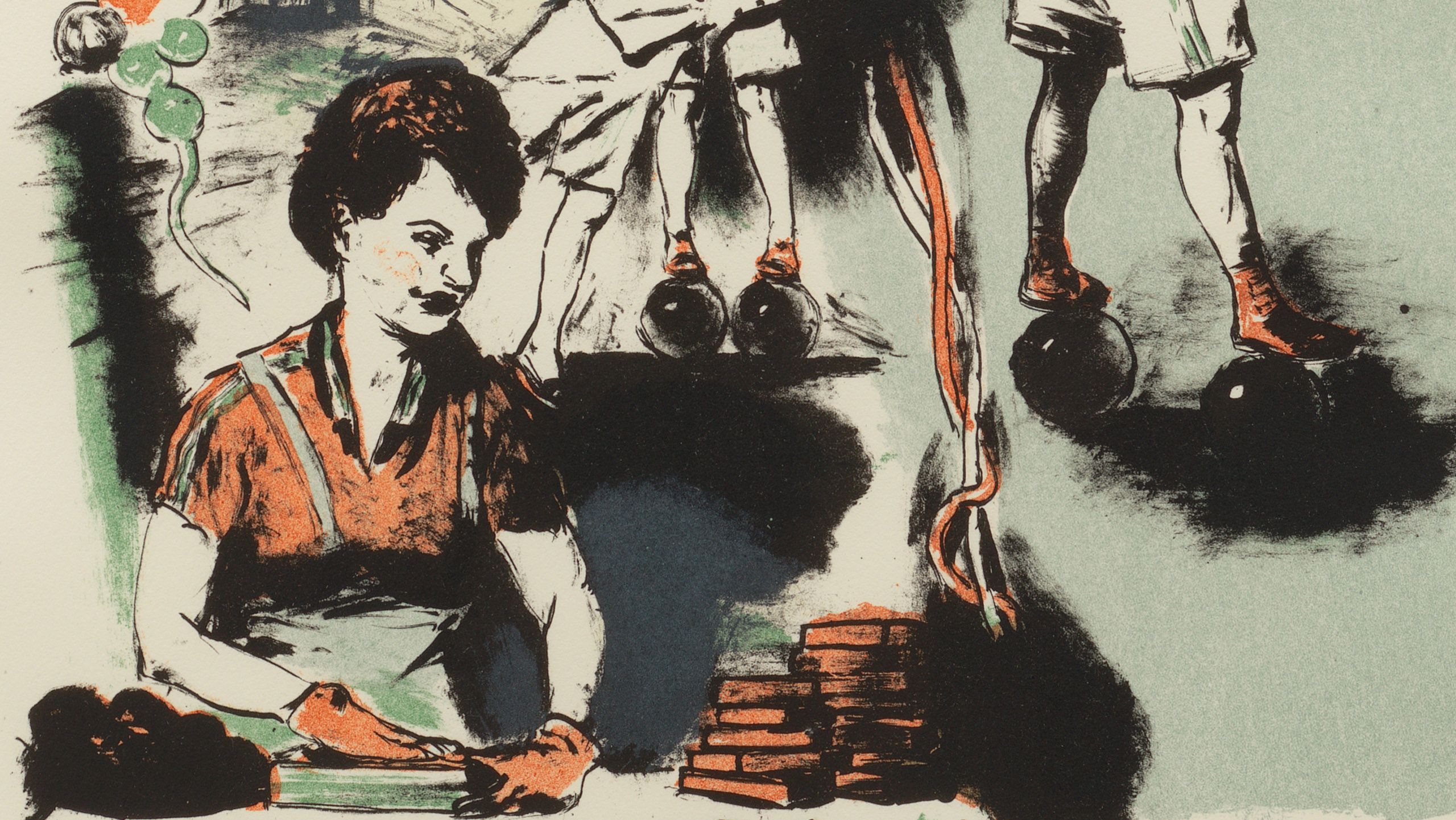 Detail of a work by Neo Rauch titled, "Ziegelei," dated 2022