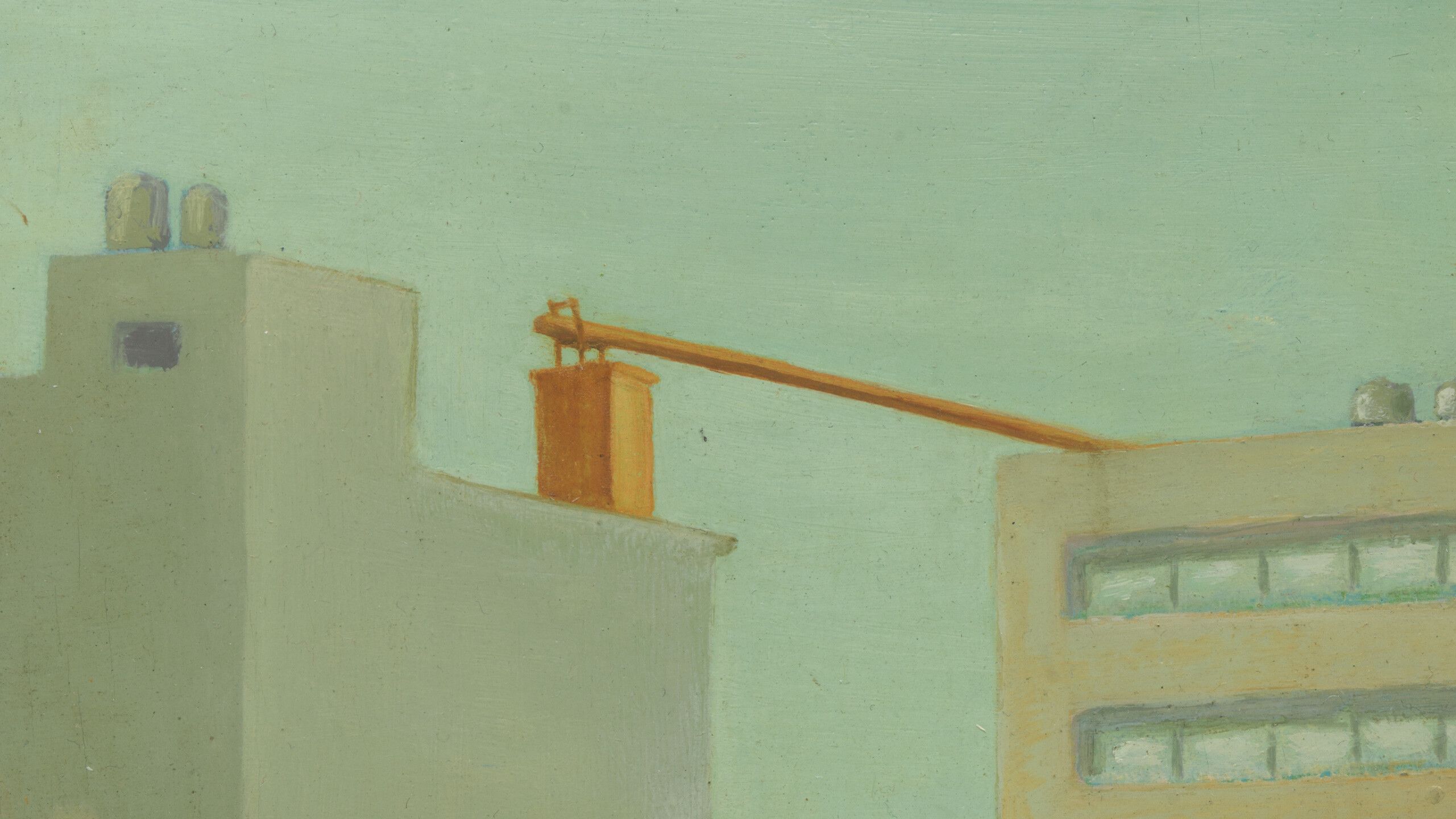One panel of two paintings comprising an untitled diptych by Francis Alÿs, dated 1995.