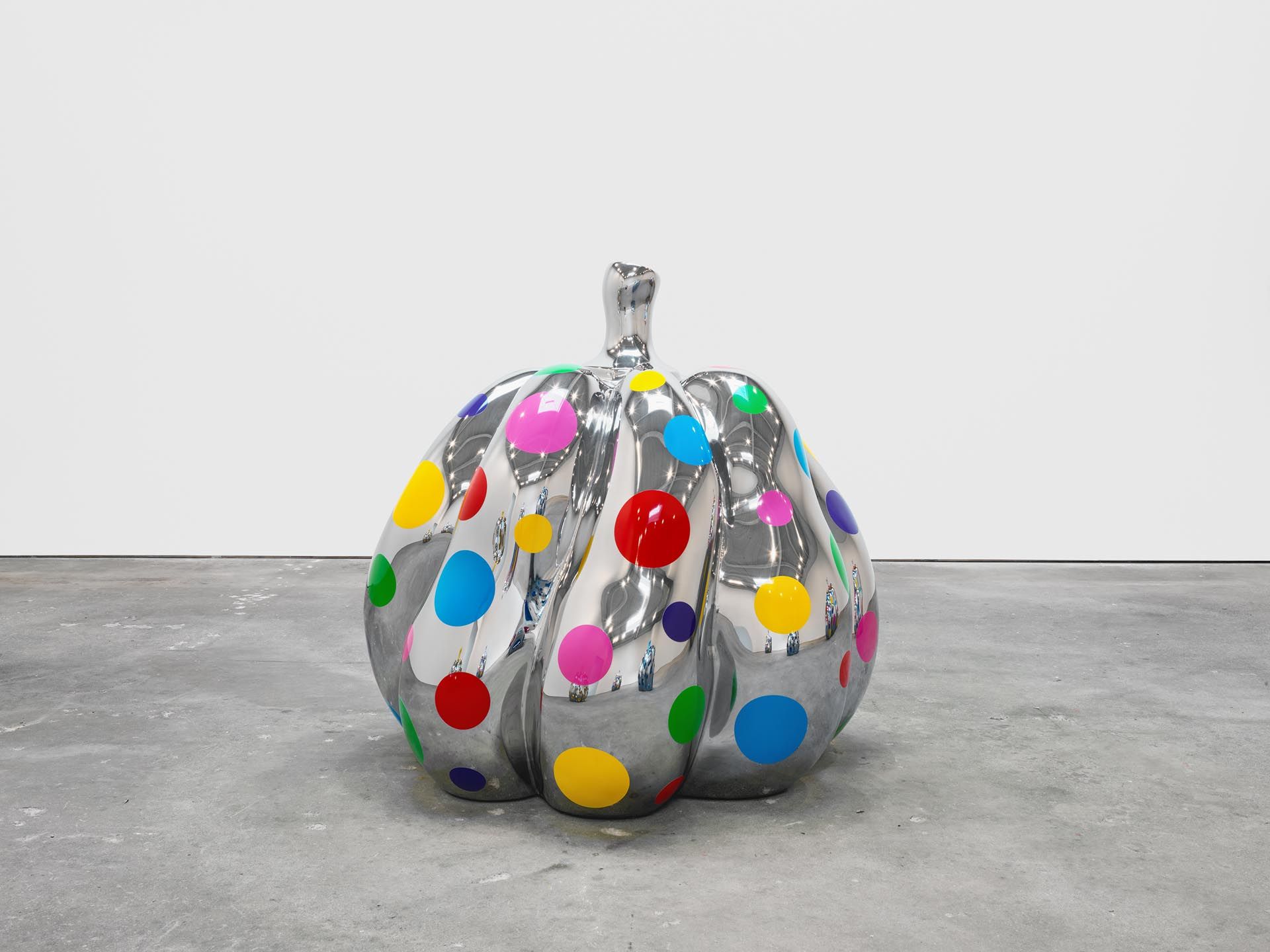 A sculpture by Yayoi Kusama, titled PUMPKIN, dated 2015.