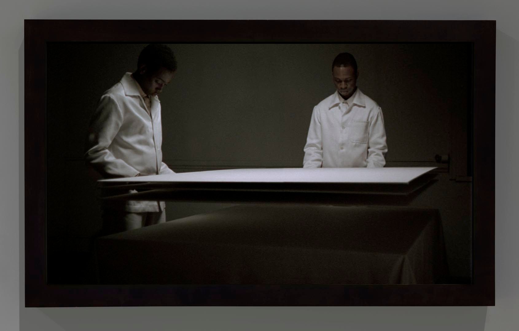Installation view of the exhibition Michael Borremans: Taking Turns, at David Zwirner in New York, dated 2009.