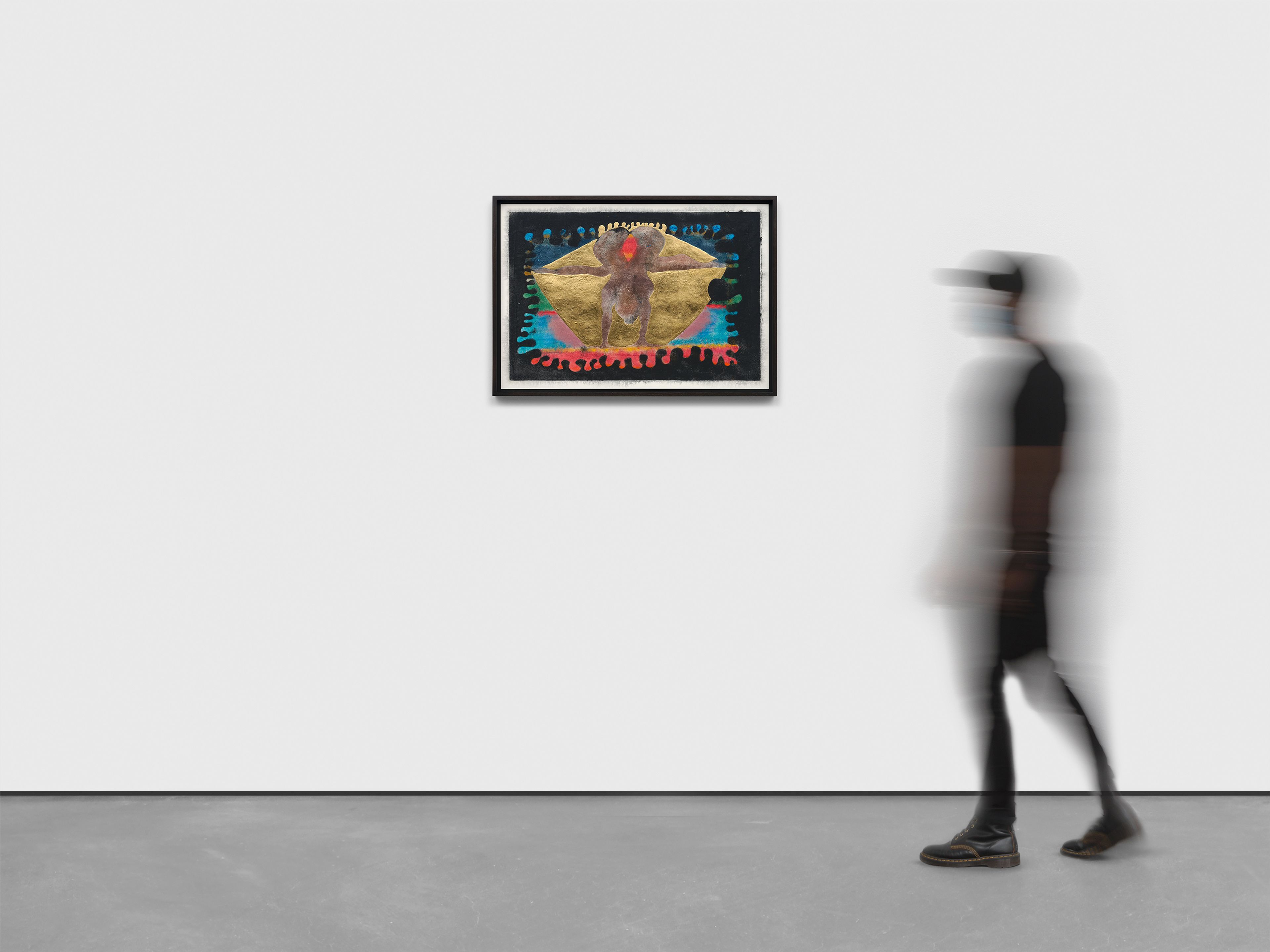 A mixed media artwork by Chris Ofili, titled All-seeing eye, dated 2021.