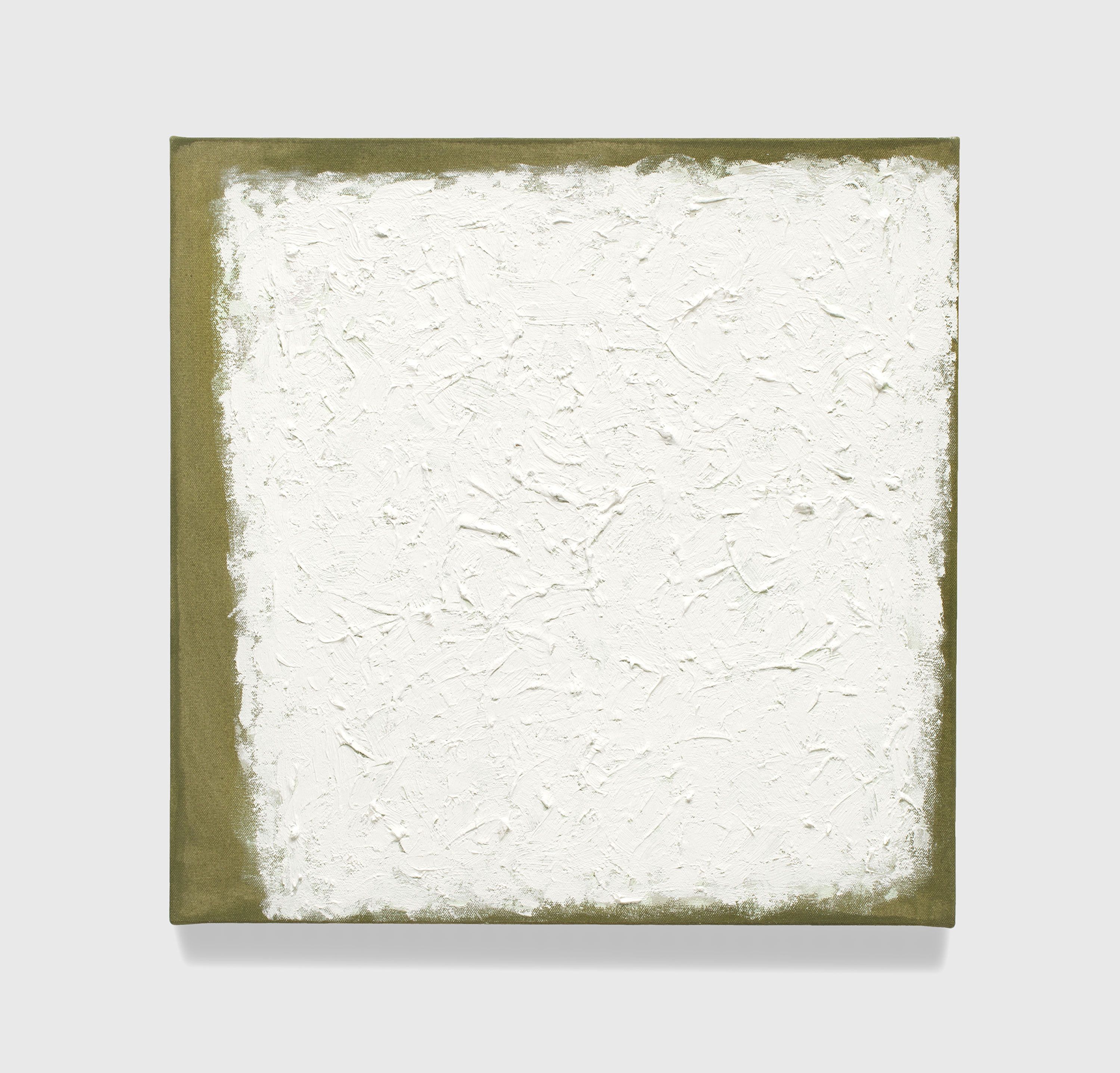 An untitled oil on stretched cotton canvas artwork by Robert Ryman, dated 2010.
