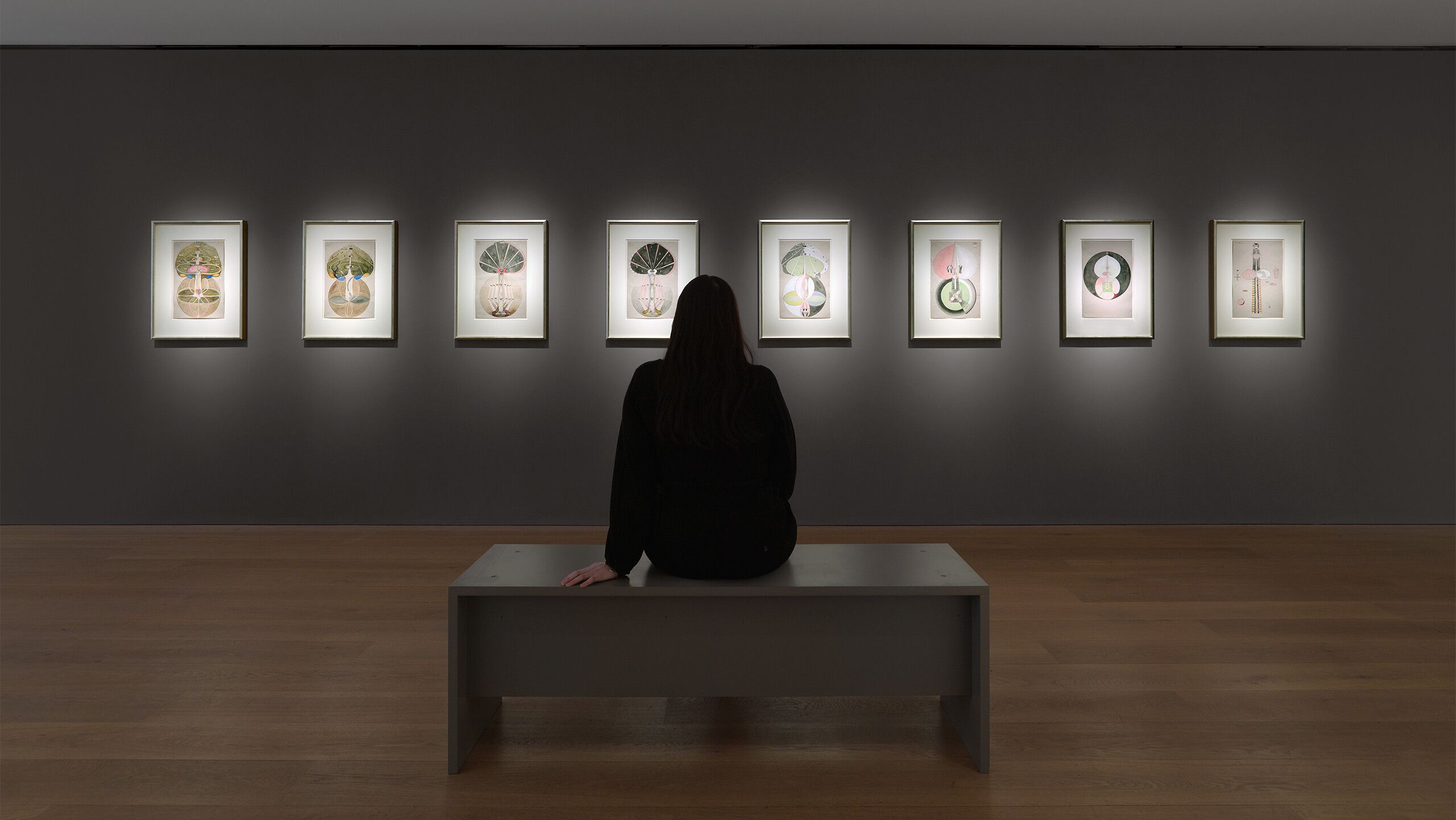 An installation view of Hilma Af Klint at David Zwirner in London