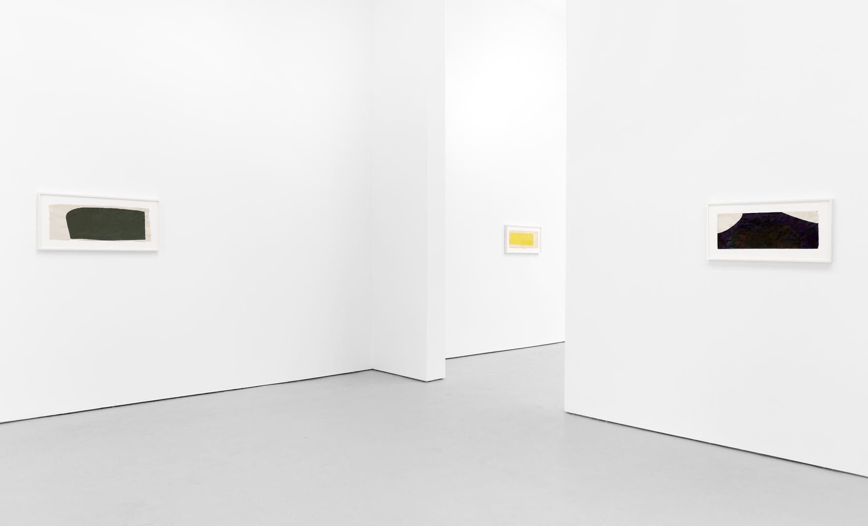 Installation view of the exhibition Suzan Frecon: paper, at David Zwirner in New York, dated 2013.
