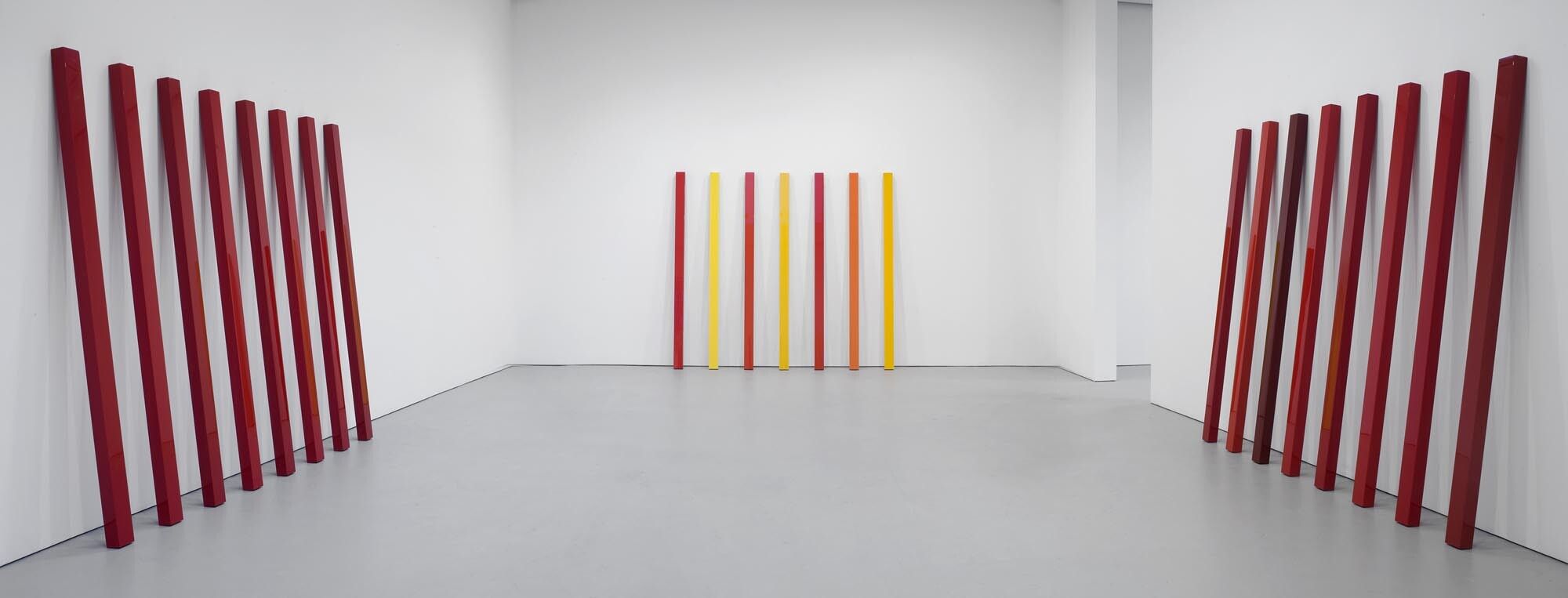 Installation view of the exhibition John McCracken, at David Zwirner in New York, dated 2008. 
