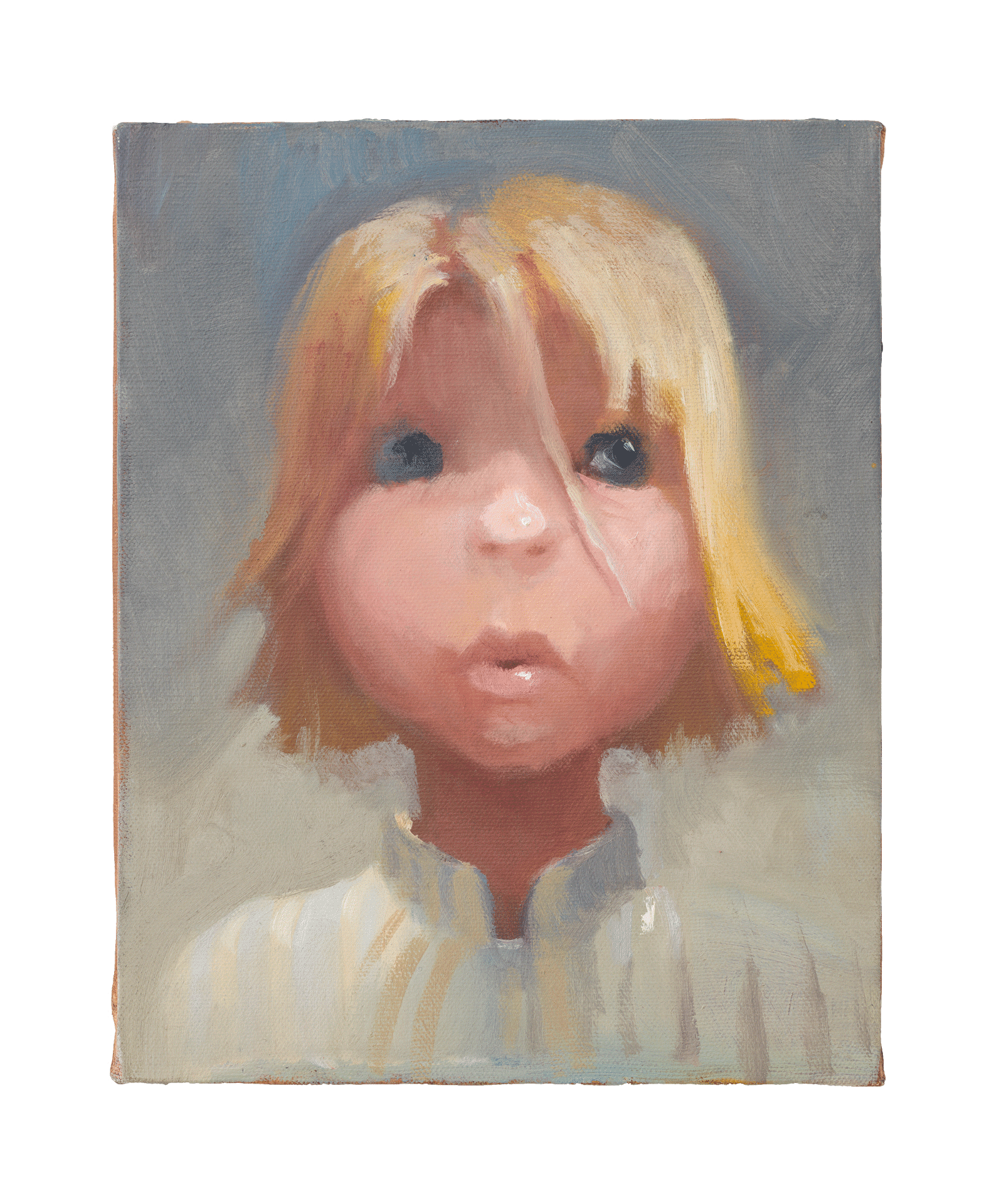 A painting by Lisa Yuskavage, titled Blue Eyed Motherfucker, dated 1996.