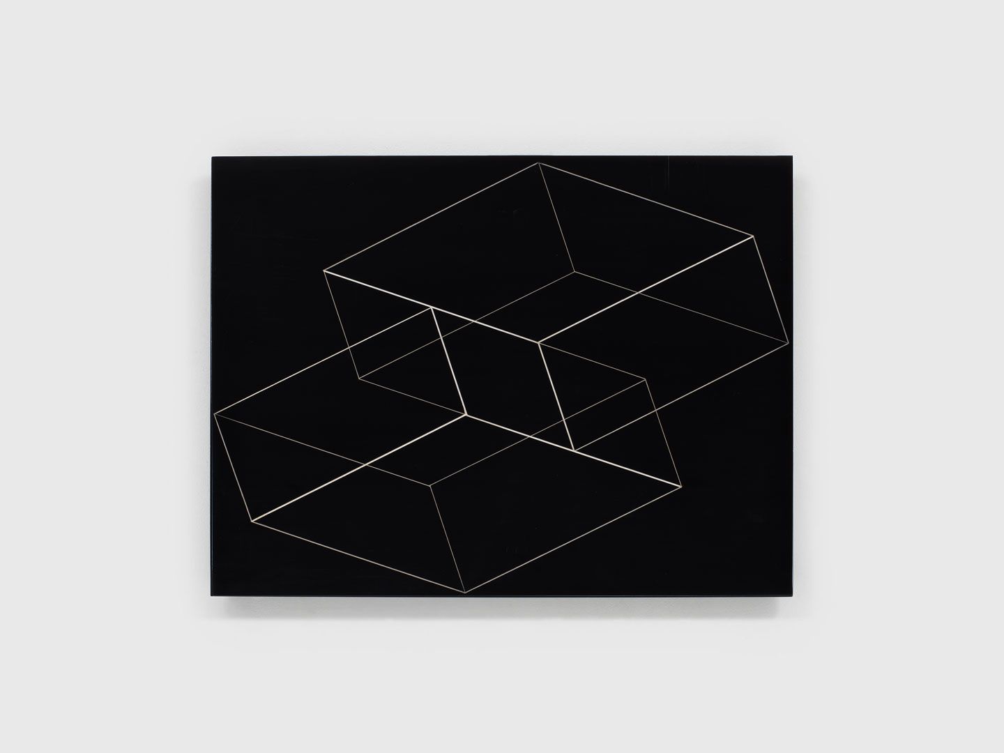 A machine-engraved etching in plastic laminate on wood by Josef Albers, titled ‚ÄãStructural Constellation, undated.