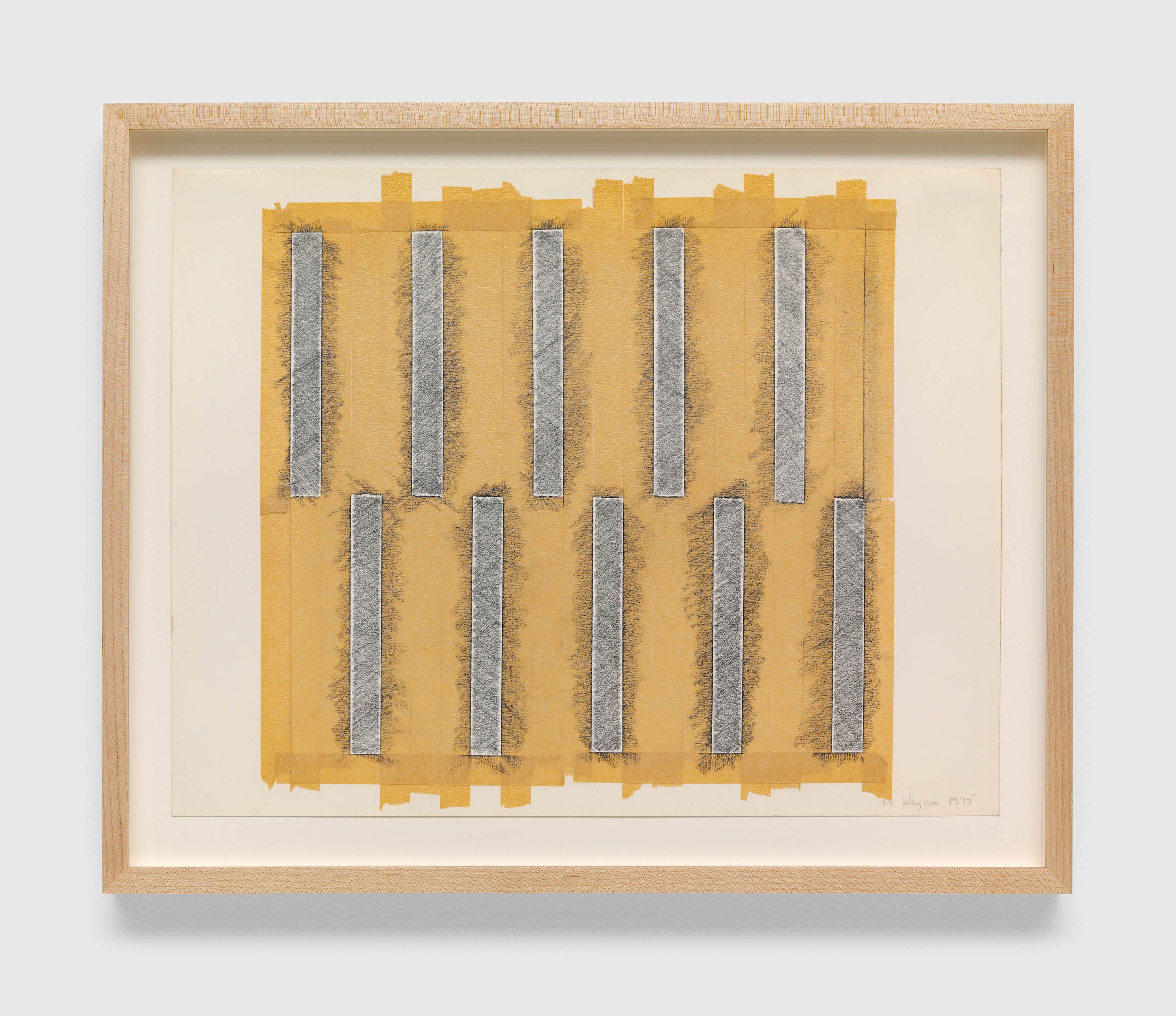 An untitled work on paper by Merrill Wagner, dated 1975.