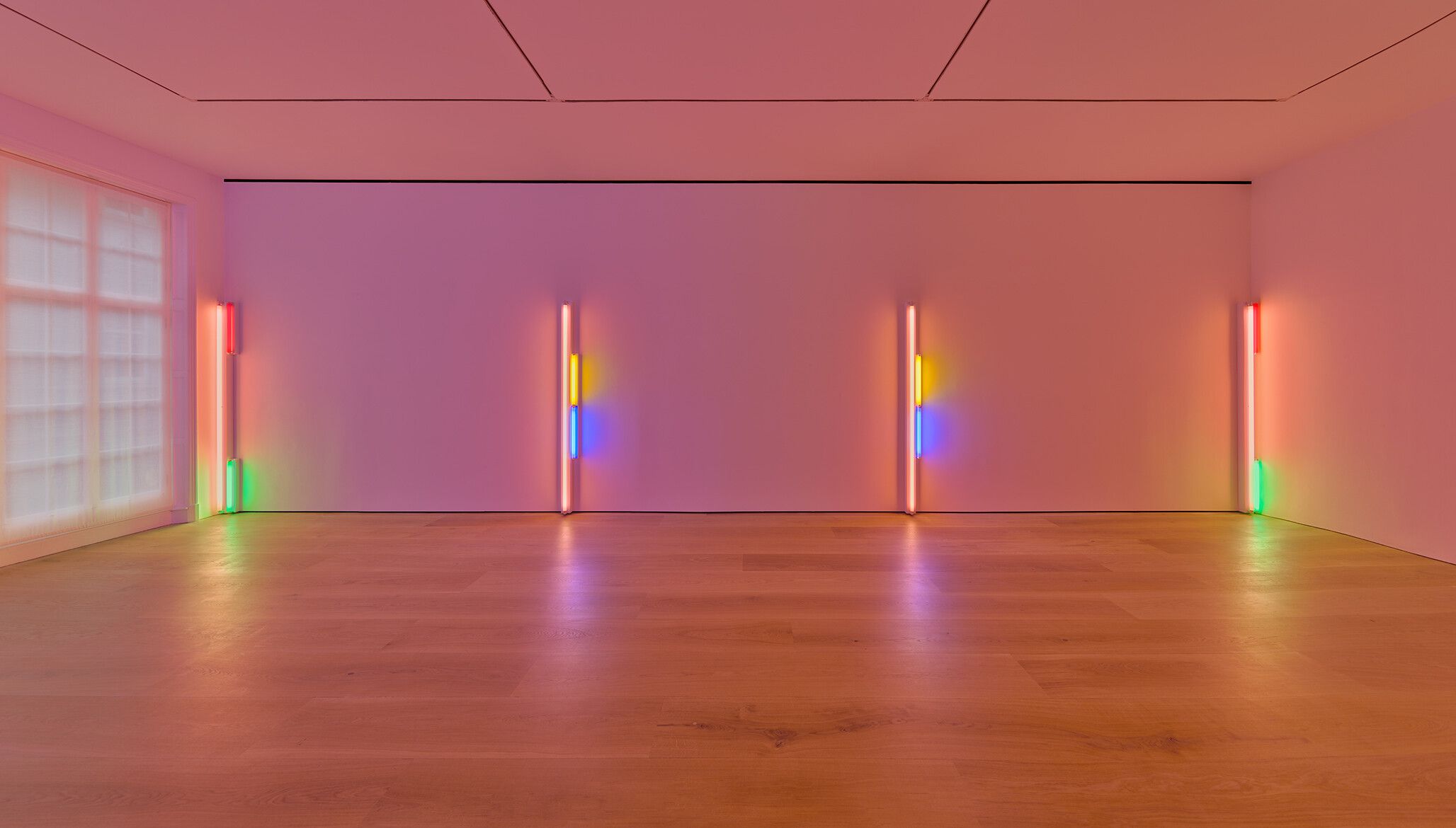 An Installation view, Dan Flavin: colored fluorescent light, David Zwirner, London, dated 2023