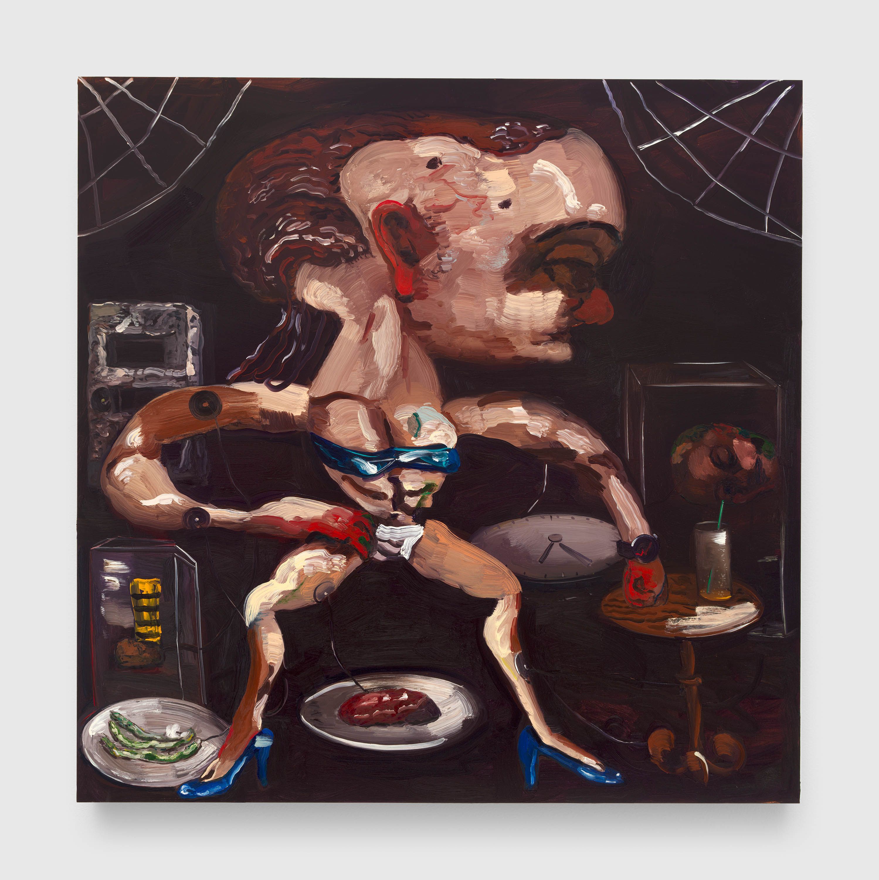 A painting by Dana Schutz, titled The Watch, dated 2023.