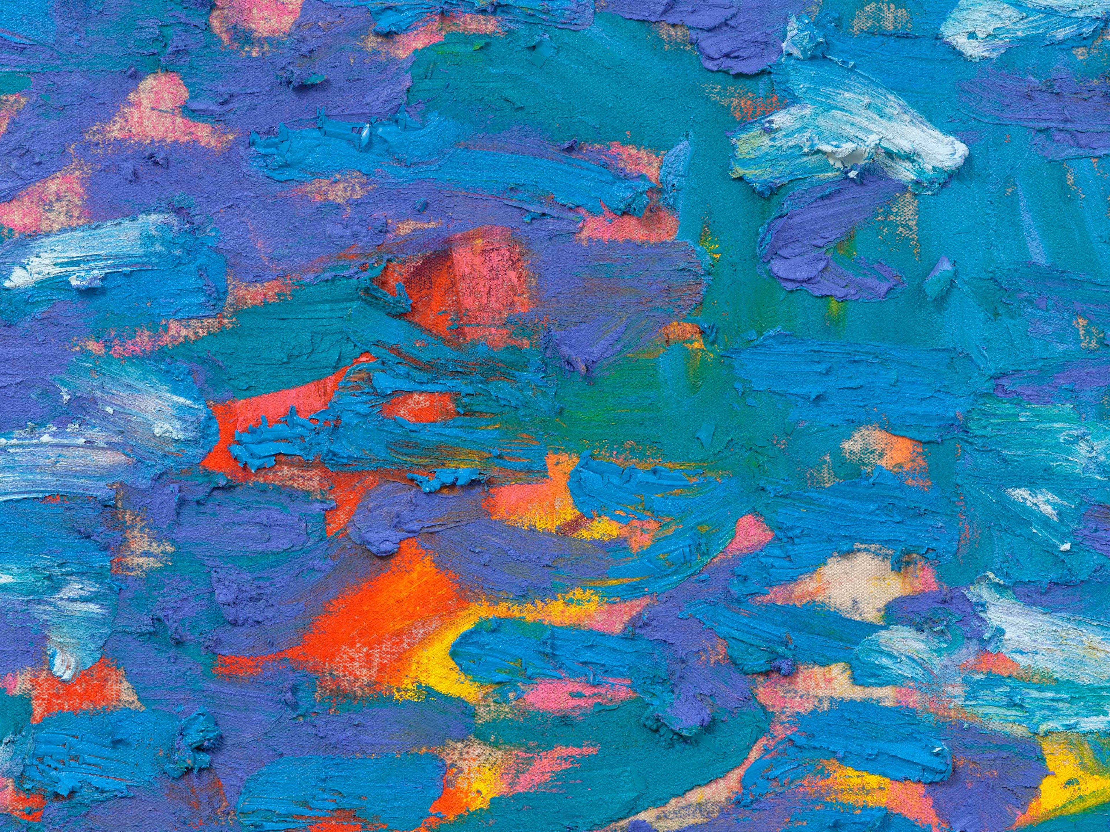 A detail from a 3-part painting by Oscar Murillo, titled surge (social cataracts), dated 2025.