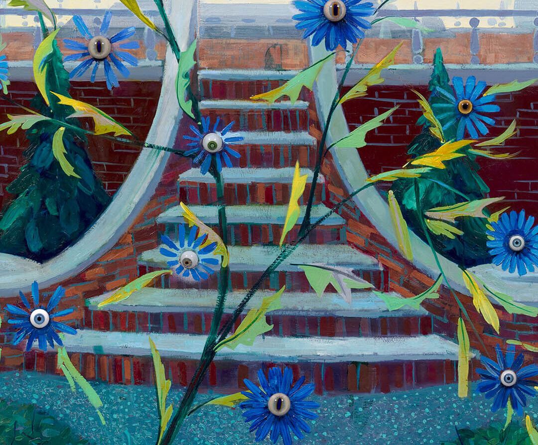 A detail from a painting by Frank Moore , titled Weed, dated1989.