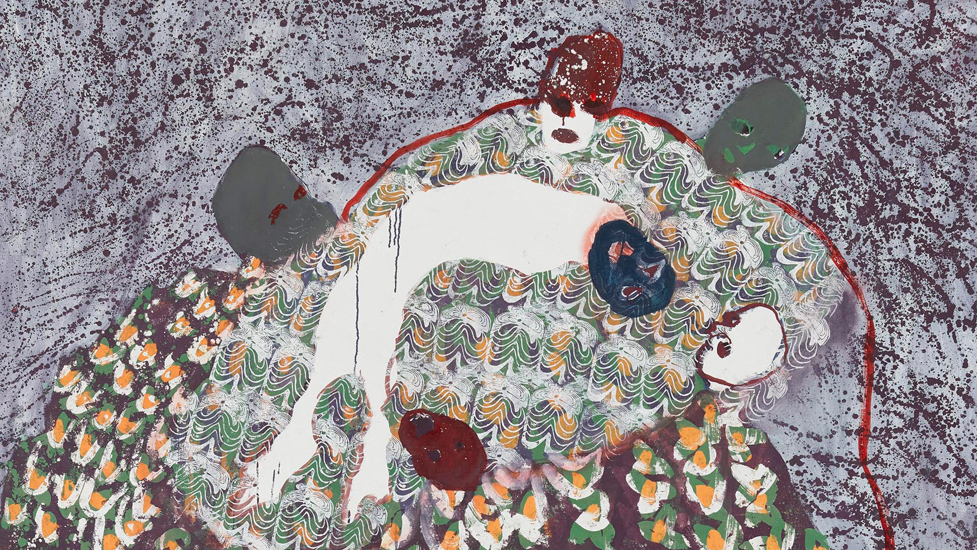 A detail from a painting by Portia Zvavahera titled This is where I travelled [5], dated 2020.