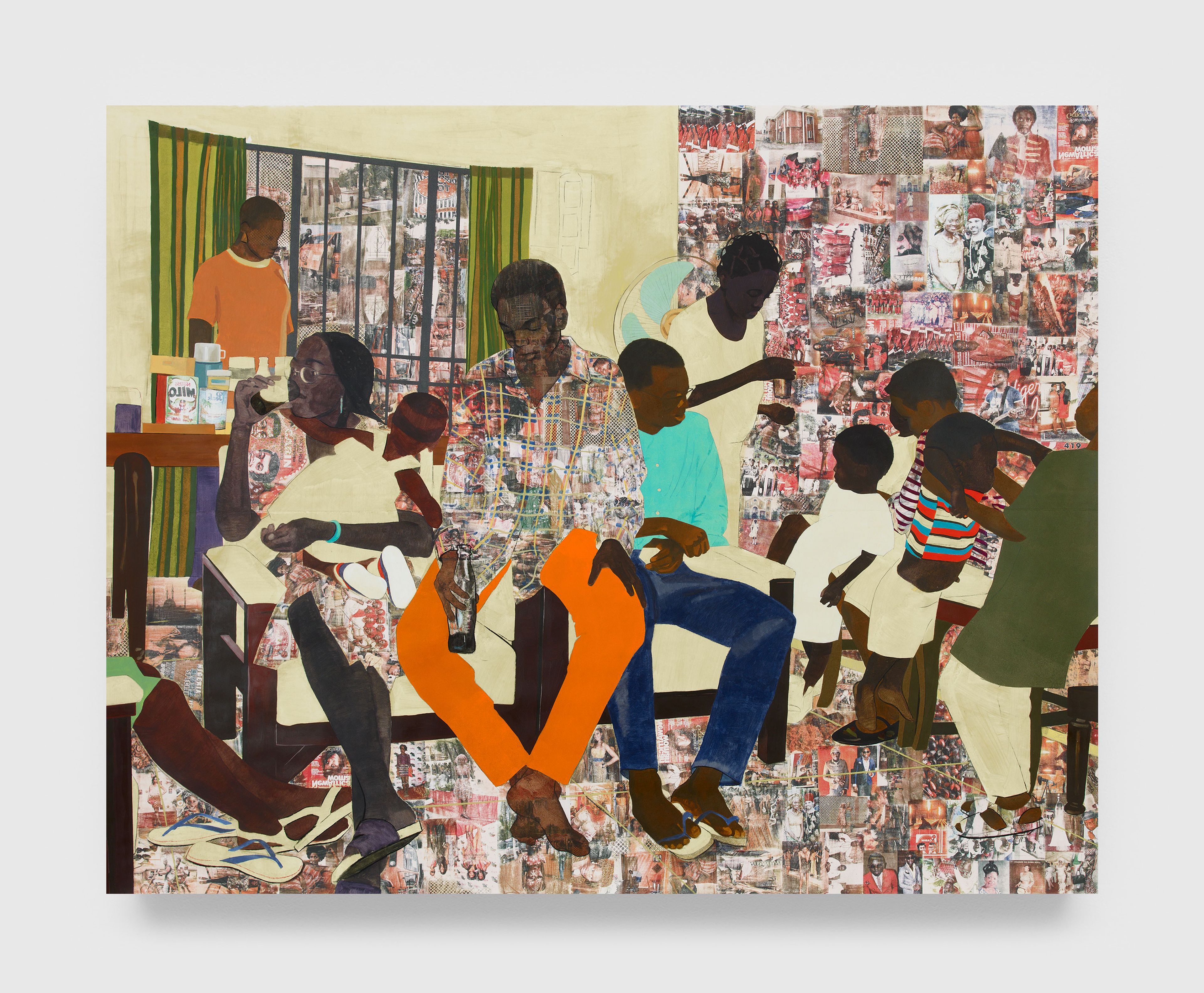 A painting by Njideka Akunyili Crosby titled 5 Umezebi Street, New Haven, Enugu, dated 2012.