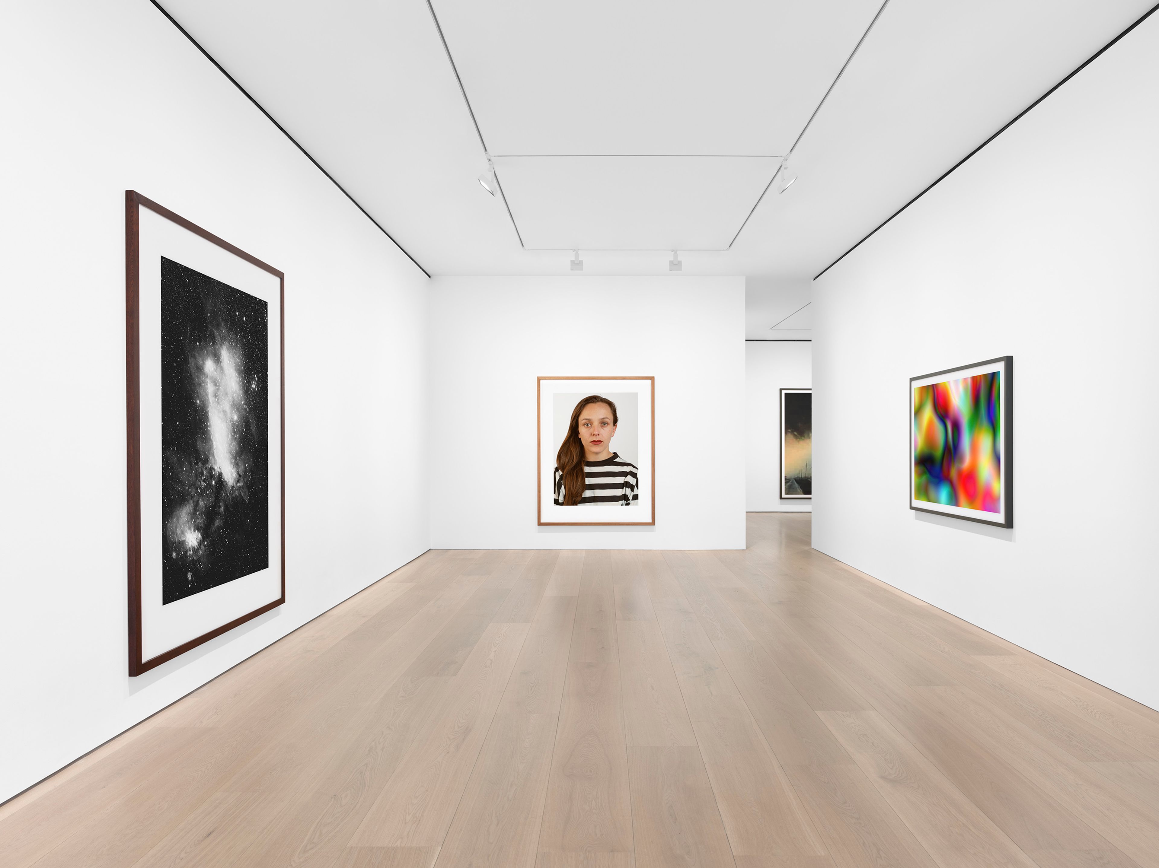 Installation view of the exhibition, Thomas Ruff: expériences lumineuses, at David Zwirner in London, dated 2025.