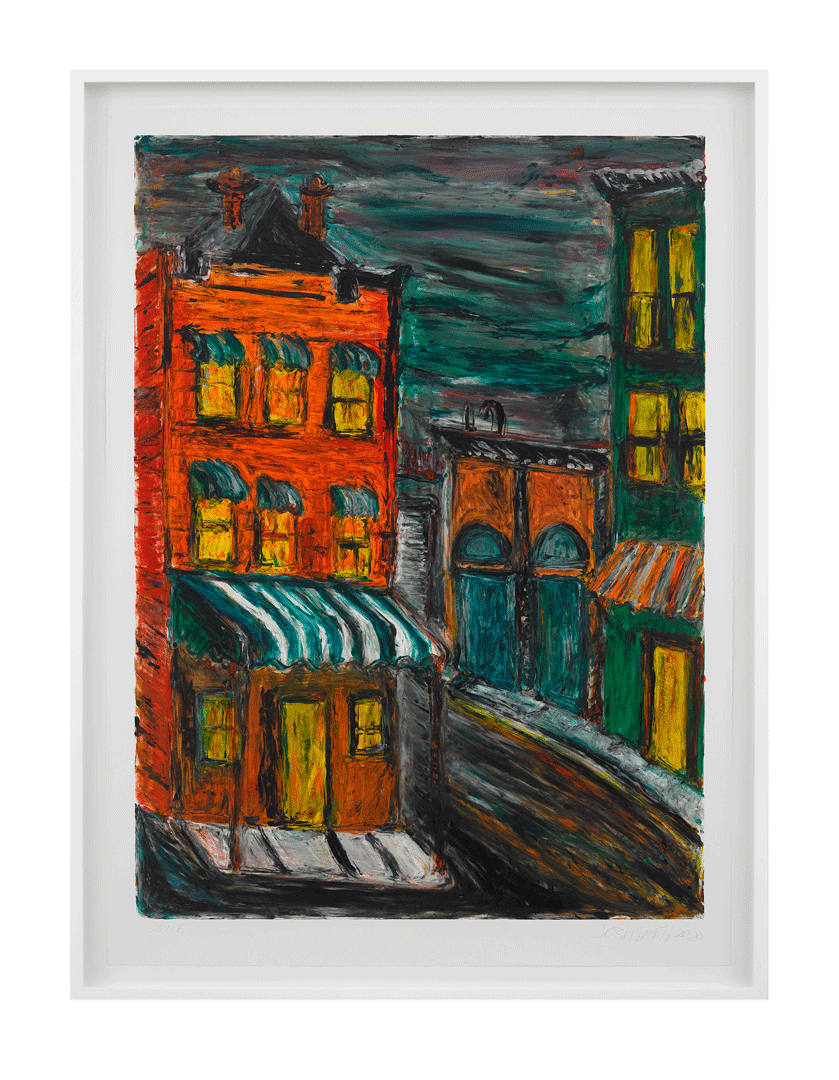 An untitled monotype by Josh Smith, dated 2020.