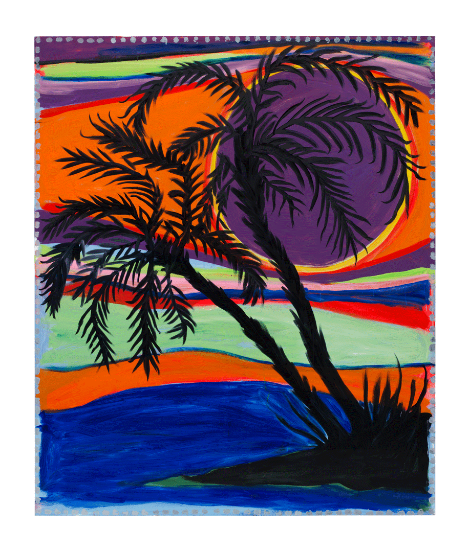 A painting by Josh Smith, titled Karma Palms #4, dated 2019