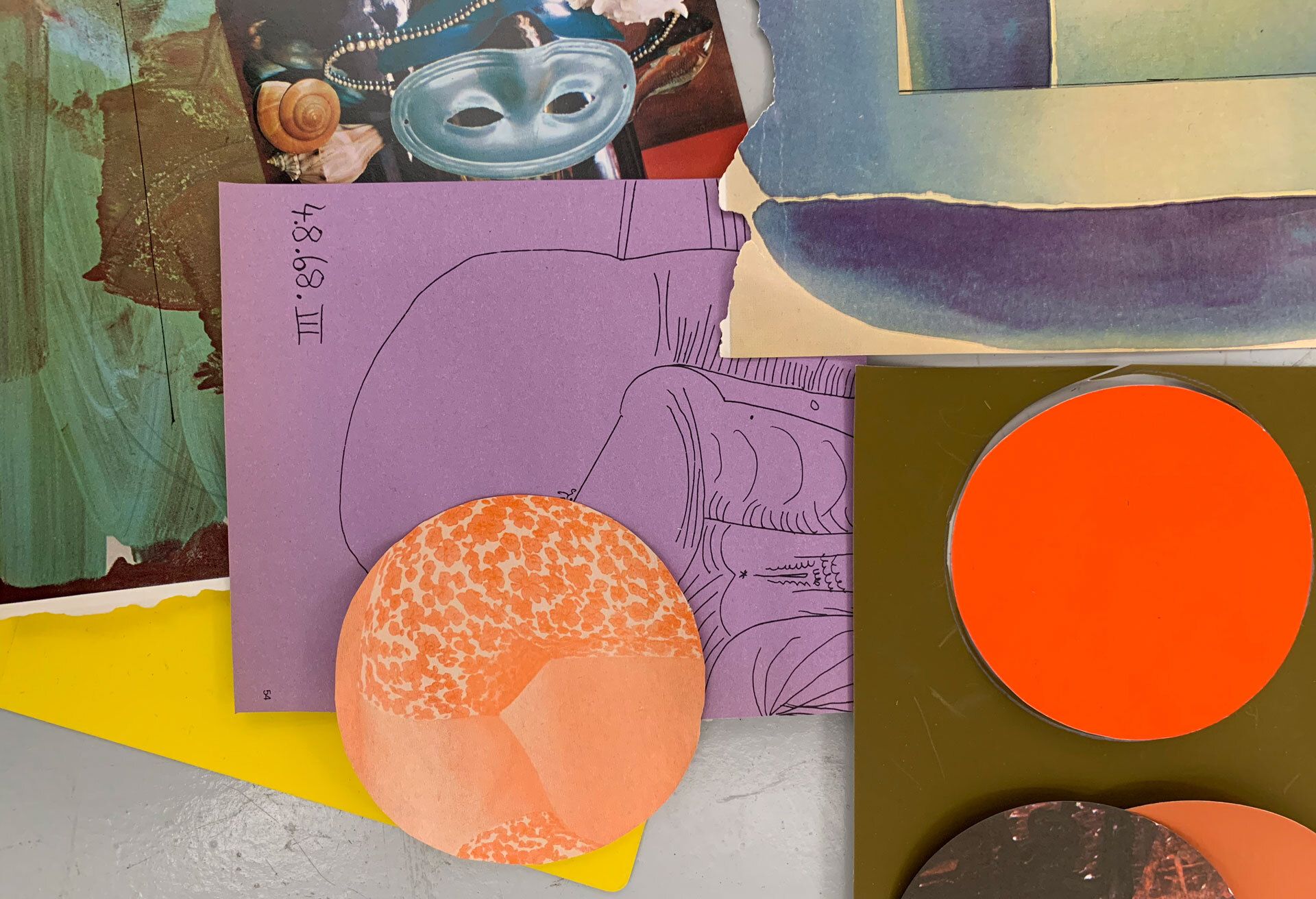 A color study in Carol Bove's studio.