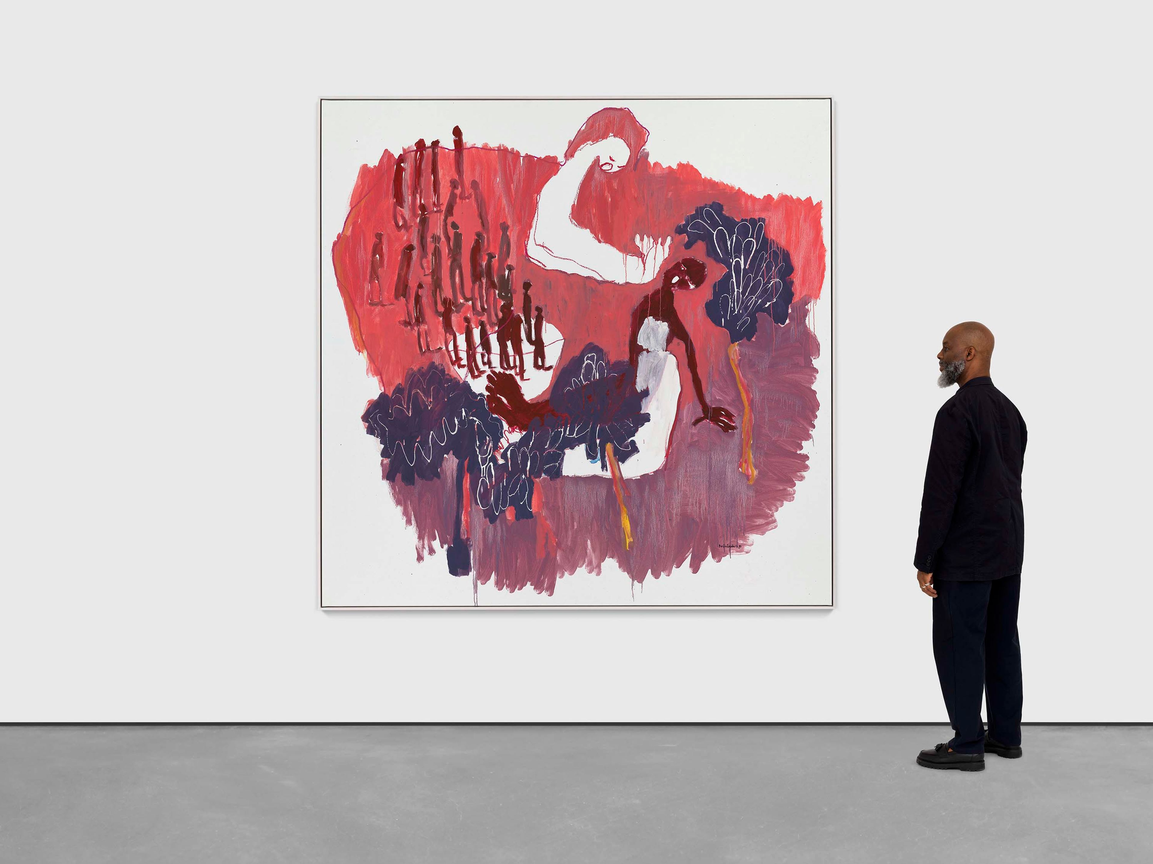 A painting by Portia Zvavahera, titled Tobuda chete, dated 2025.