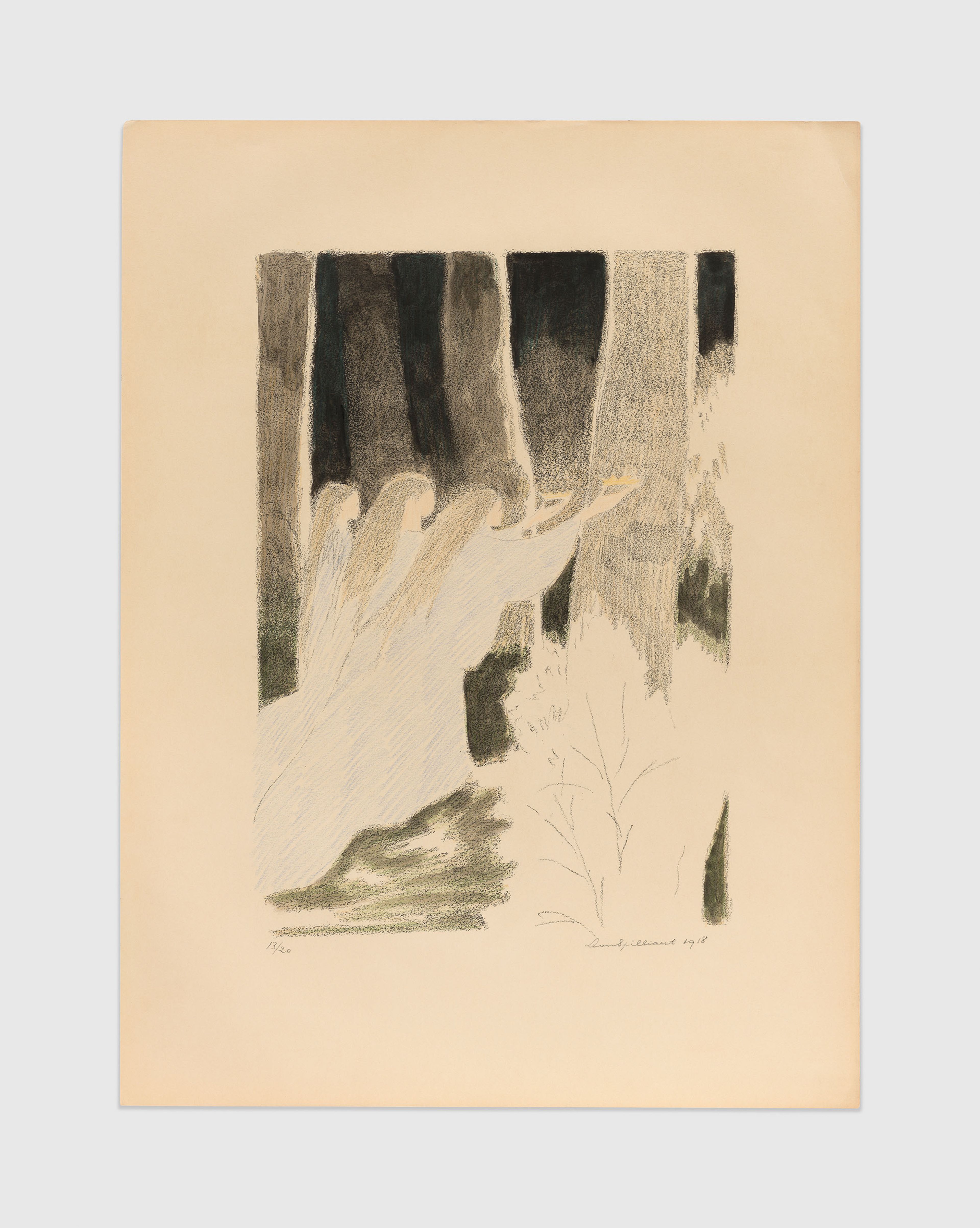 A detail from a 10-part print on paper by Léon Spilliaert, titled Les Serres chaudes (Hothouses), dated 1918.