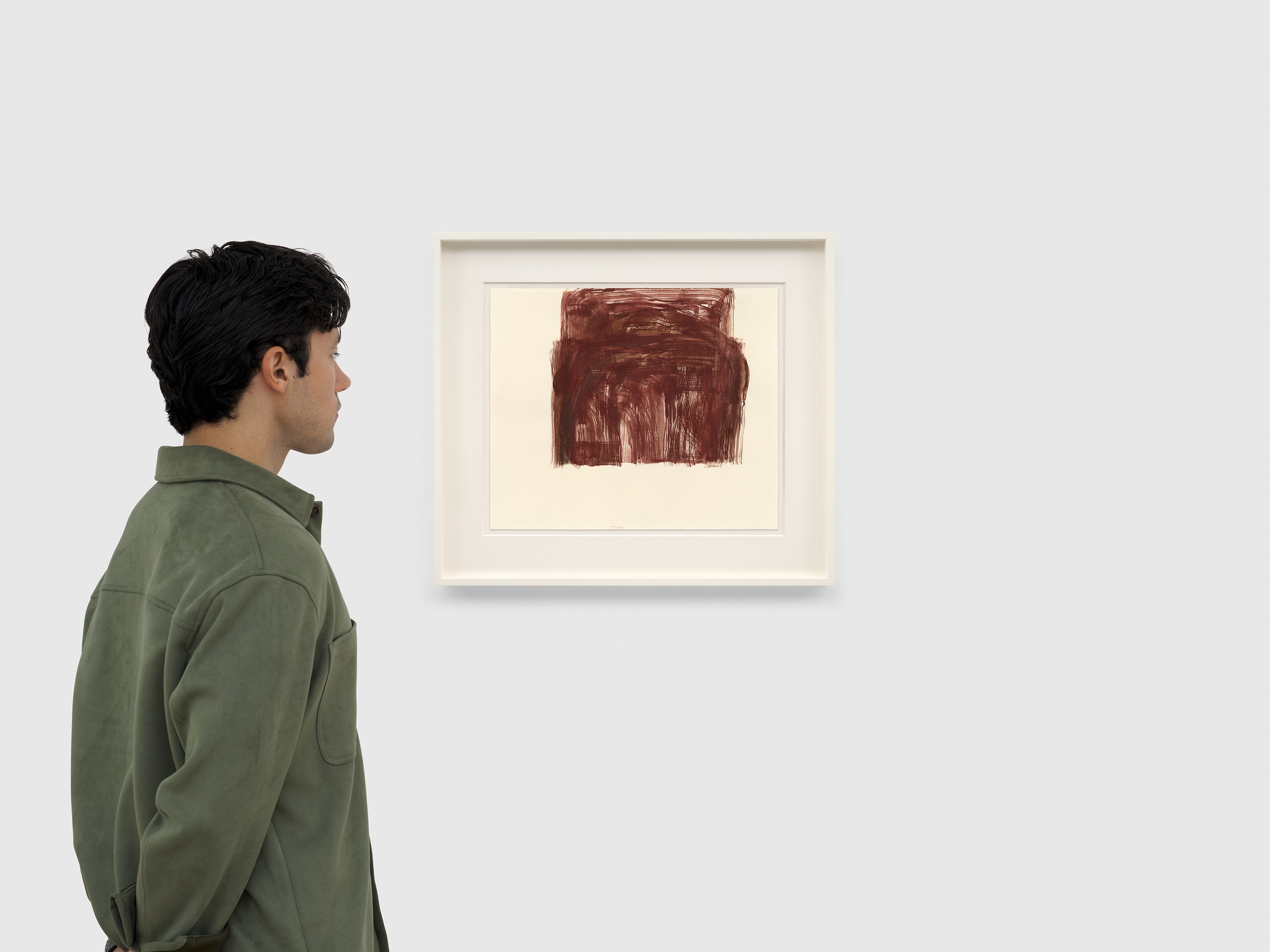 A work on paper by Suzan Frecon, titled brushwood built & painted, dated 2022.