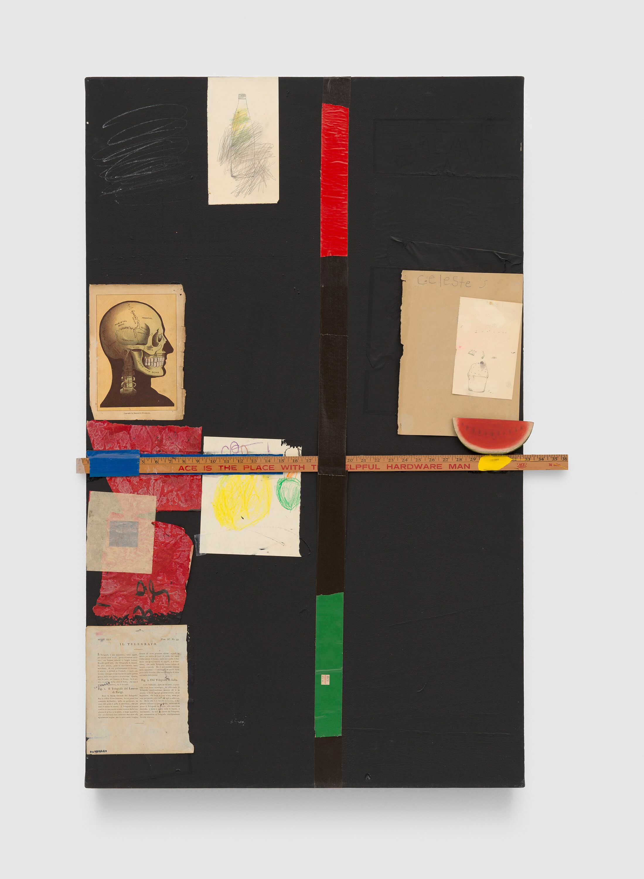 A painting by Raymond Saunders, titled El Telegrafo, dated 1986.