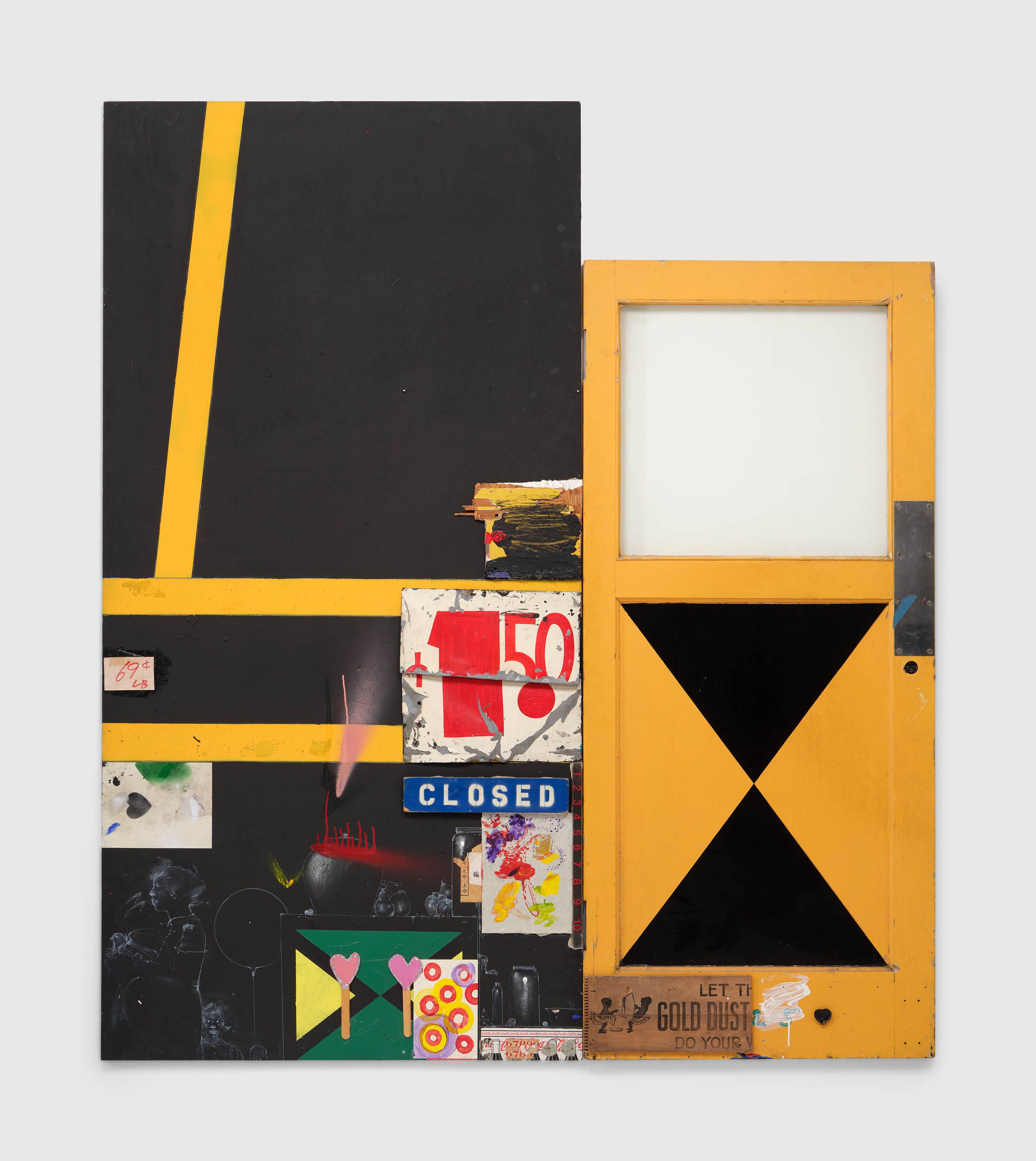 A mixed media by Raymond Saunders, titled Things Were Never $1.50, dated 1995.