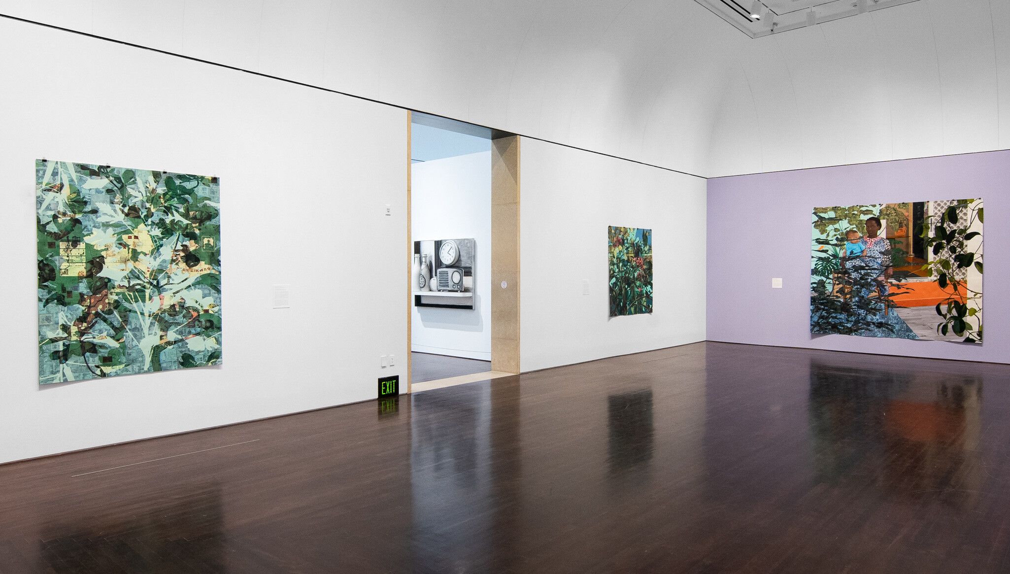 An installation view, Njideka Akunyili Crosby, Blanton Museum of Art, The University of Texas at Austin, dated 2022