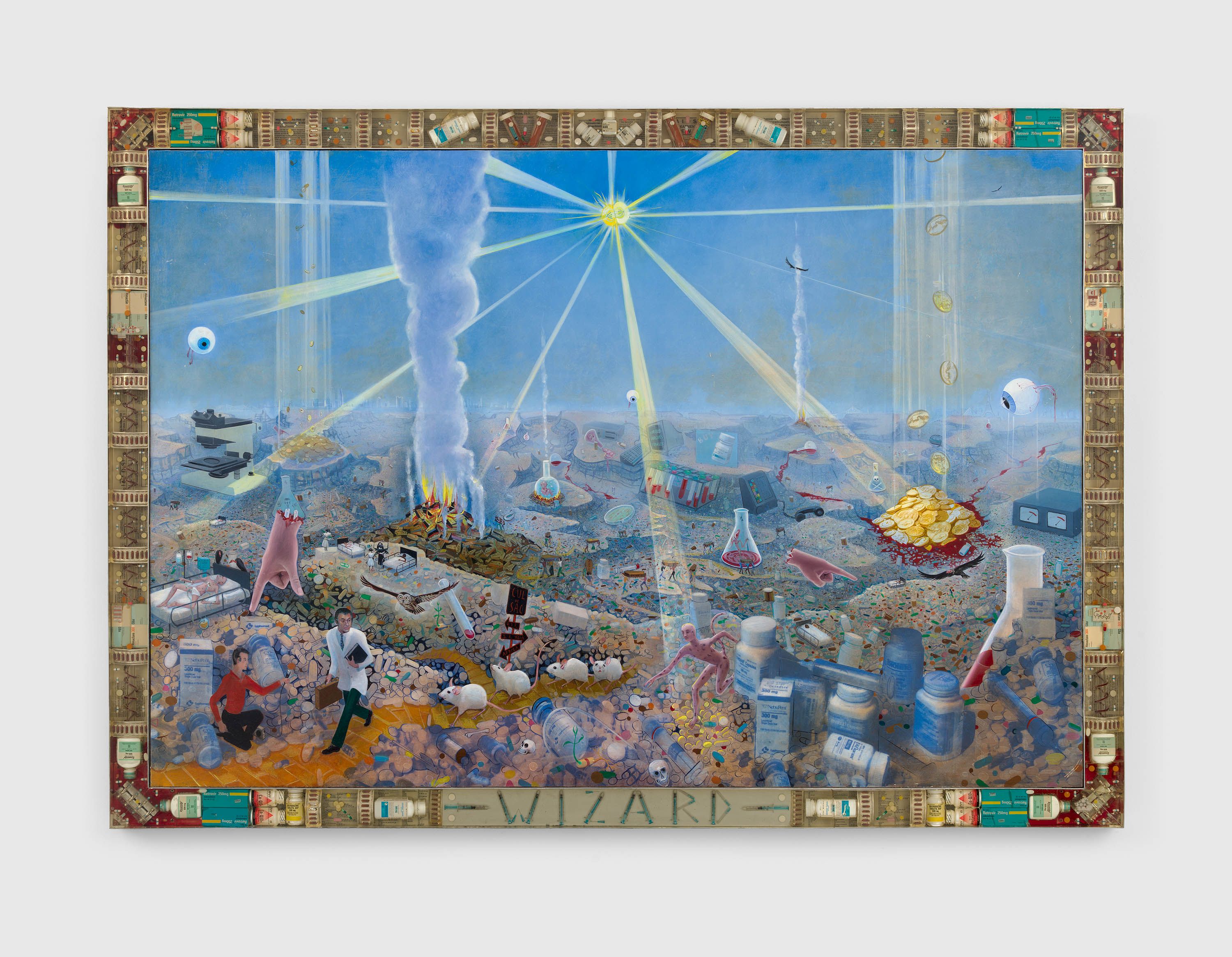 A painting by Frank Moore, titled Wizard, dated 1994.