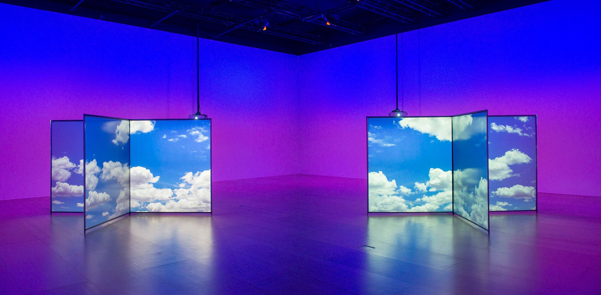 An installation view of the exhibition Diana Thater: A Runaway World at the Guggenheim in Bilbao in 2018.