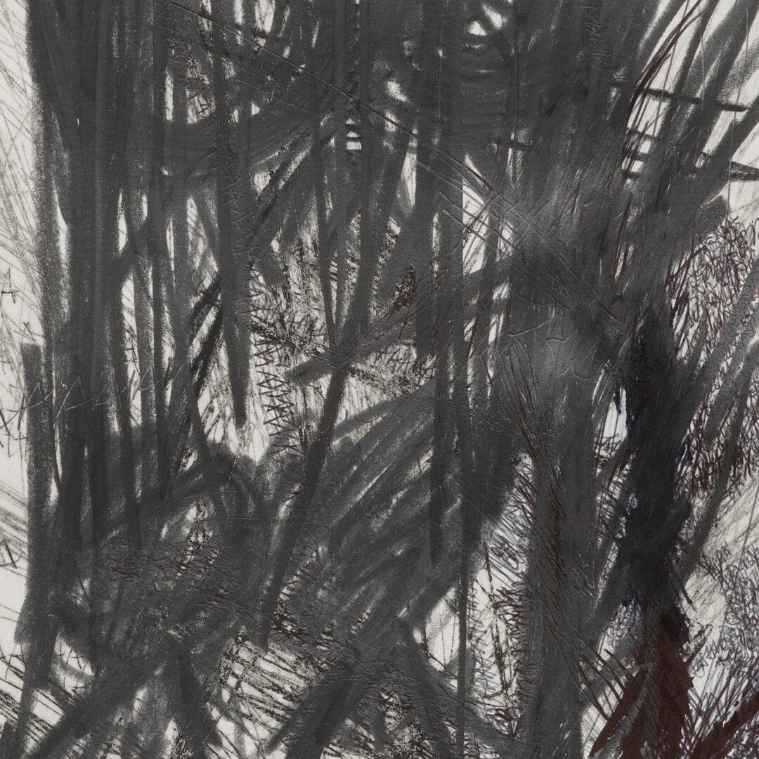 A work on paper by Oscar Murillo, titled (untitled) poetics of flight, dated 2019