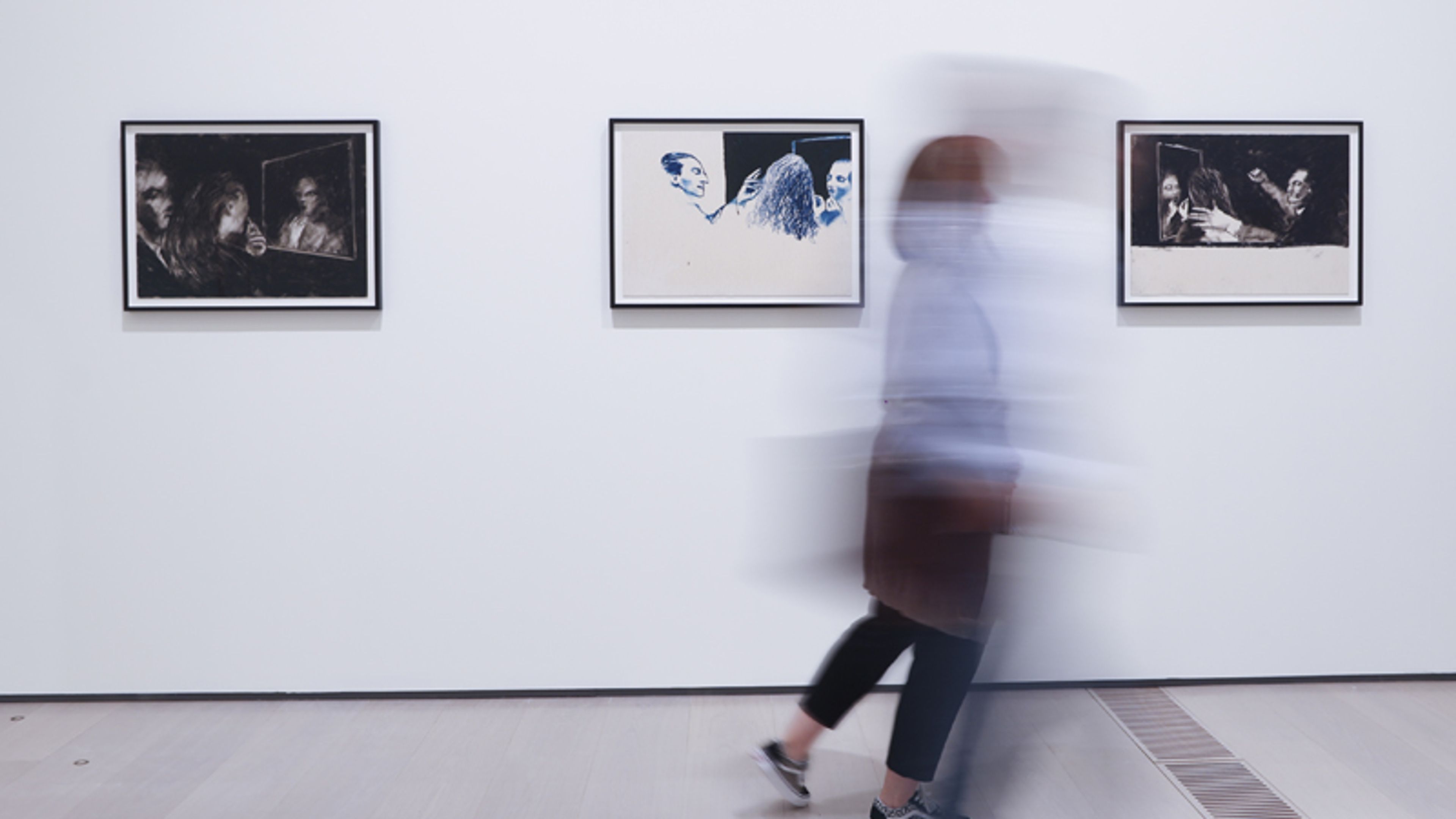 Installation view of the exhibition Juan Muñoz. Drawings 1982–2000 at Centro Botín in Santander, Spain, dated 2022.