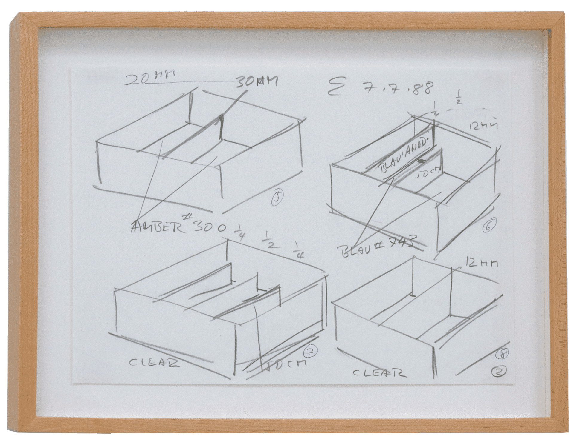 An untitled drawing by Donald Judd, dated 1988.