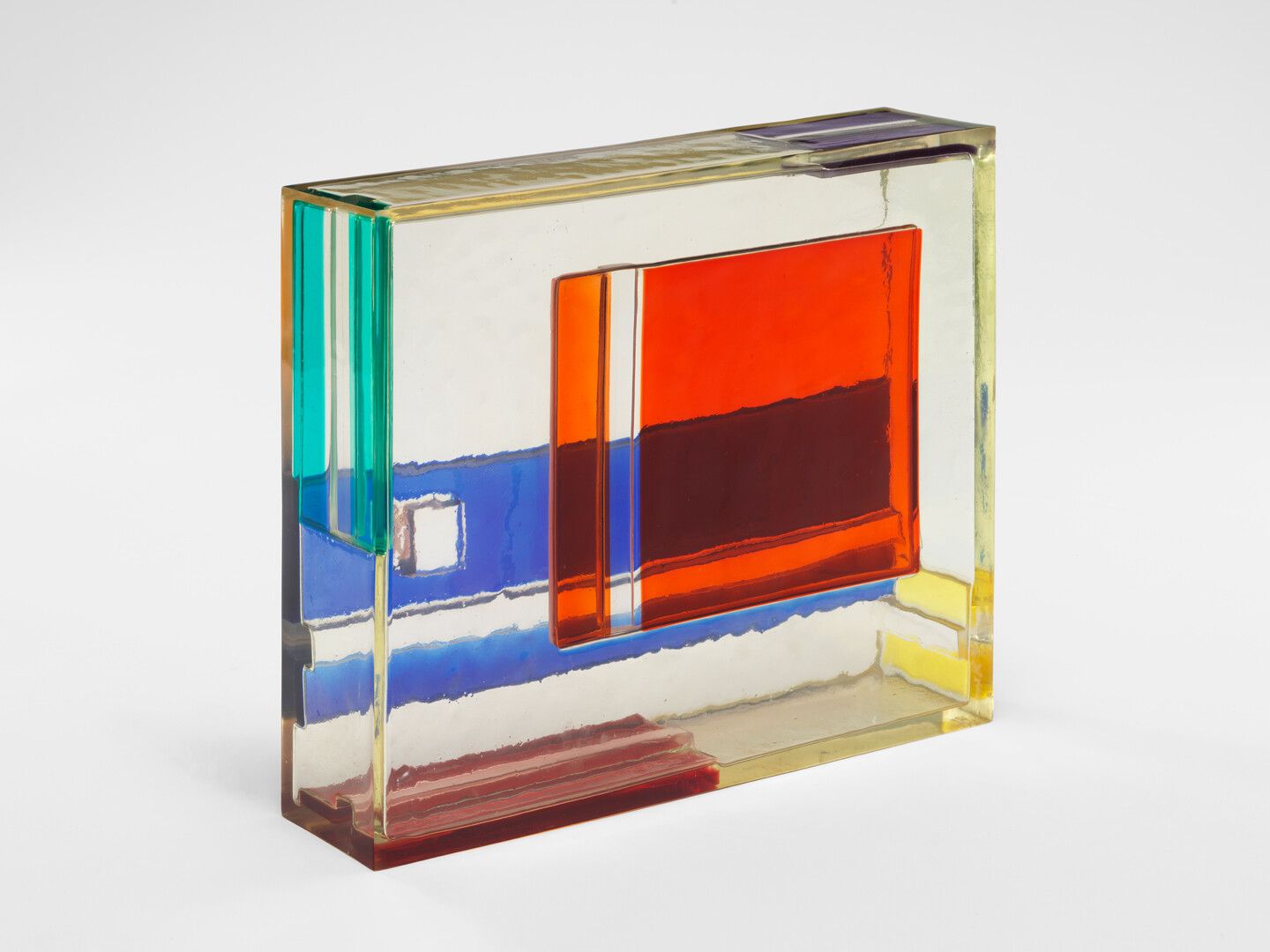 A polyester resin sculpture by Leo Amino, titled, Refractional #75, dated 1972.