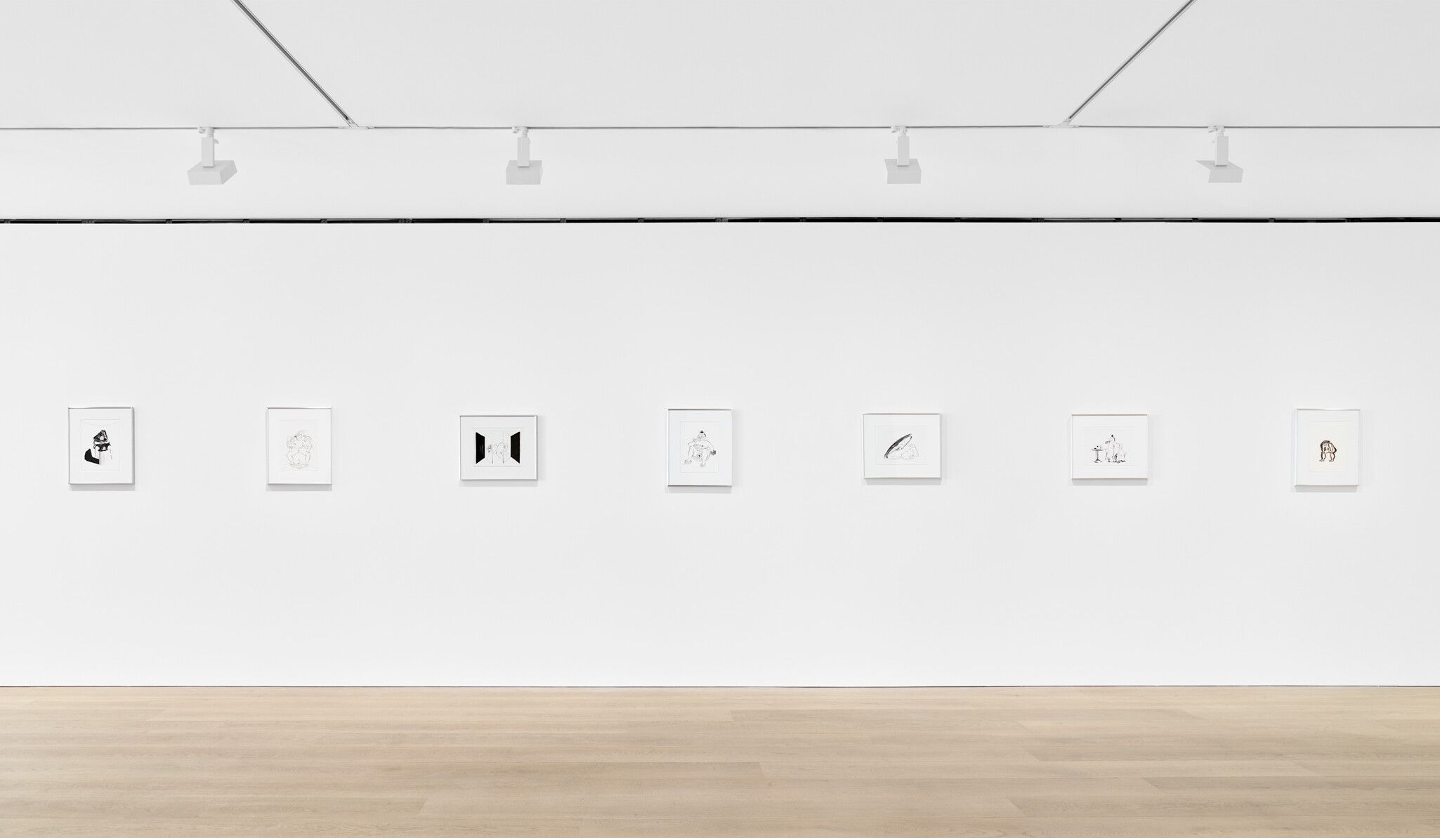 An installation view of an exhibition titled Ebecho Muslimova: Fatebe Digest at David Zwirner, London, in 2021.