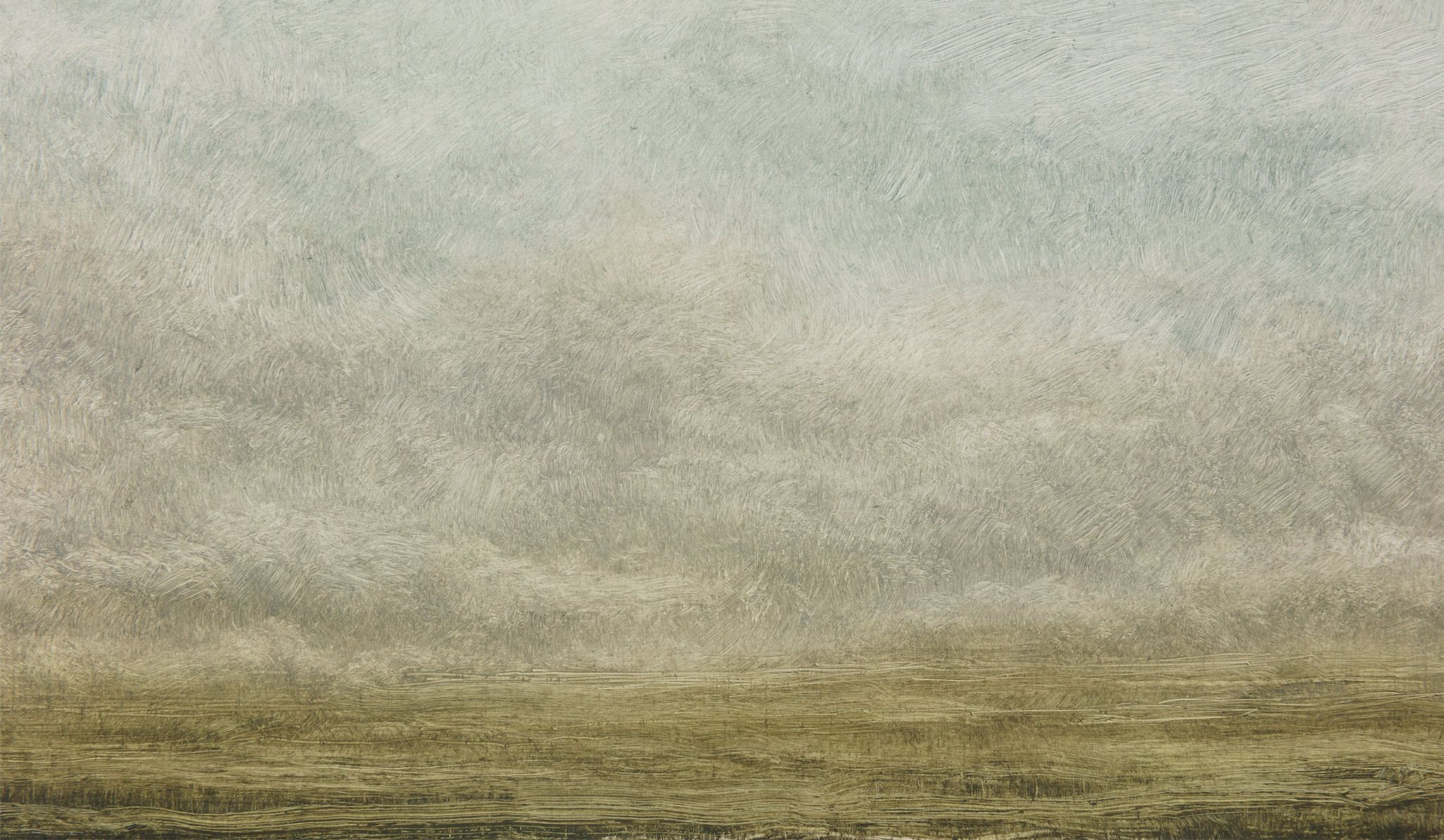 A detail of a painting by  Lucas Arruda called Untitled (from the Deserto-Modelo series), dated 2021