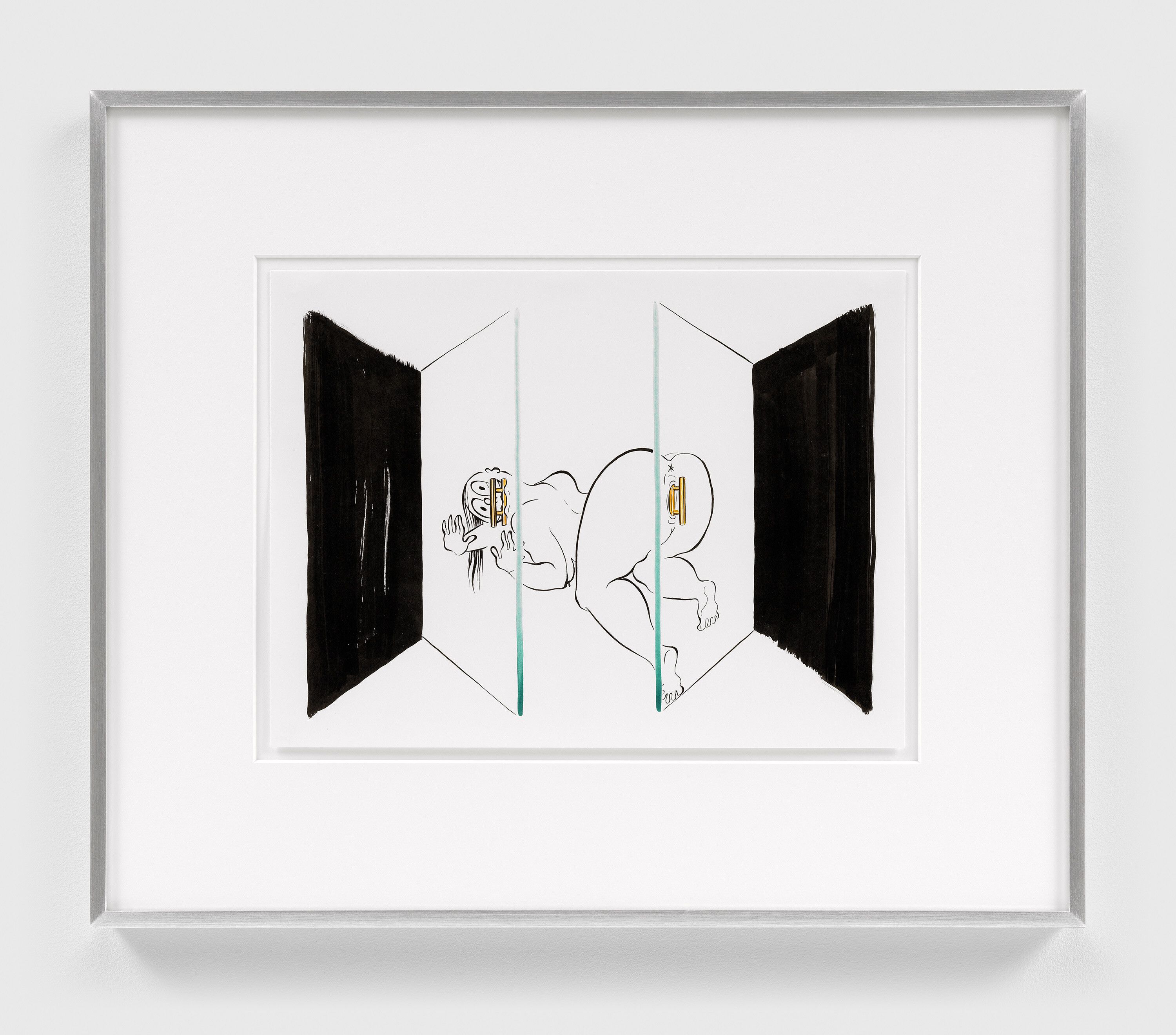 A mixed media artwork by Ebecho Muslimova, titled Fatebe Between Doors, dated 2021.