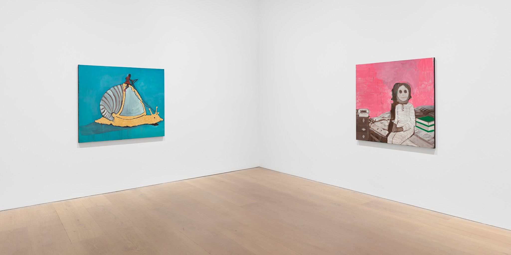 An installation view of an exhibition titled, Noah Davis, at David Zwirner, London, in 2021.